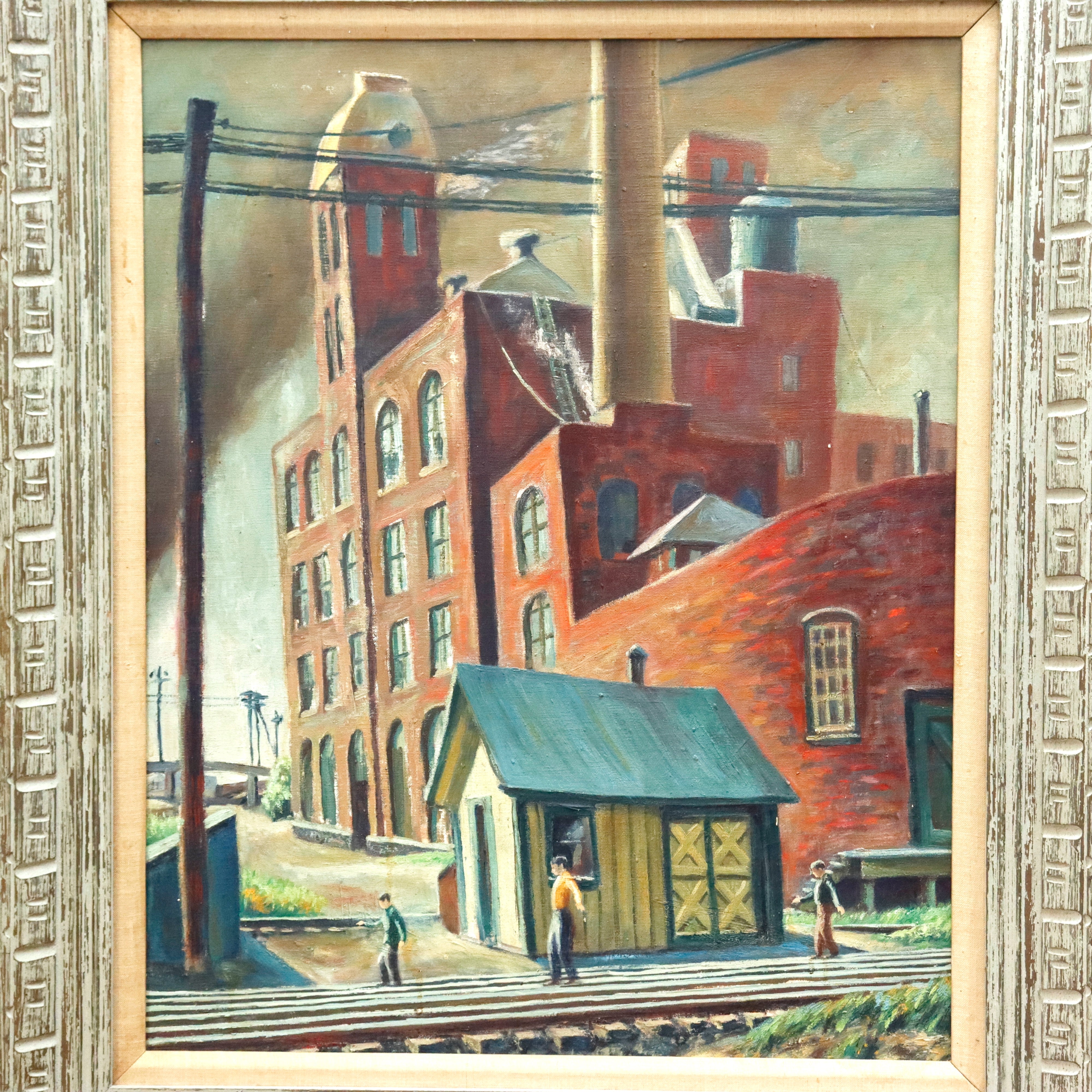 AW944: Samuel Thal WPA Ashcan American Regionalist Industrial Oil on Canvas Painting