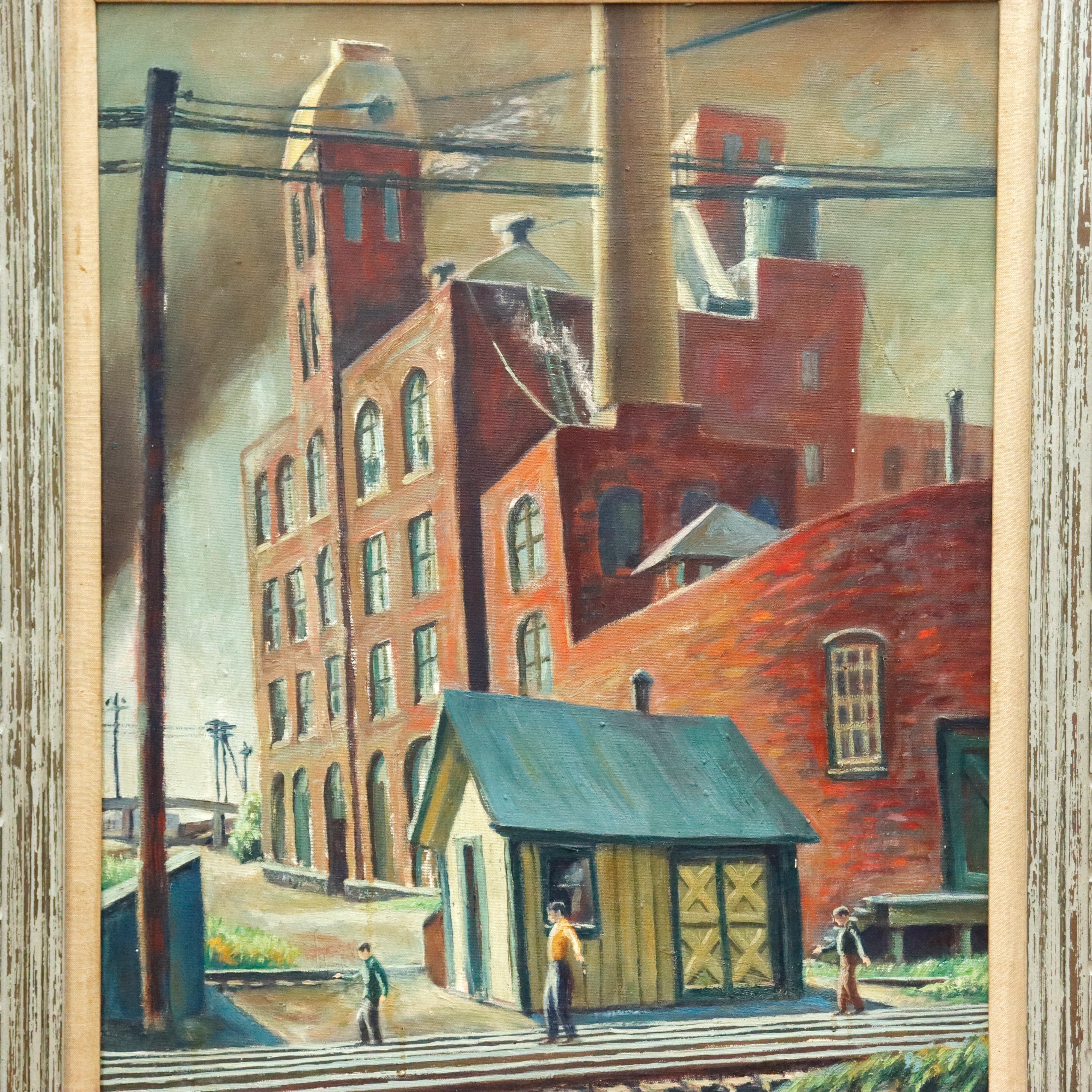 AW944: Samuel Thal WPA Ashcan American Regionalist Industrial Oil on Canvas Painting