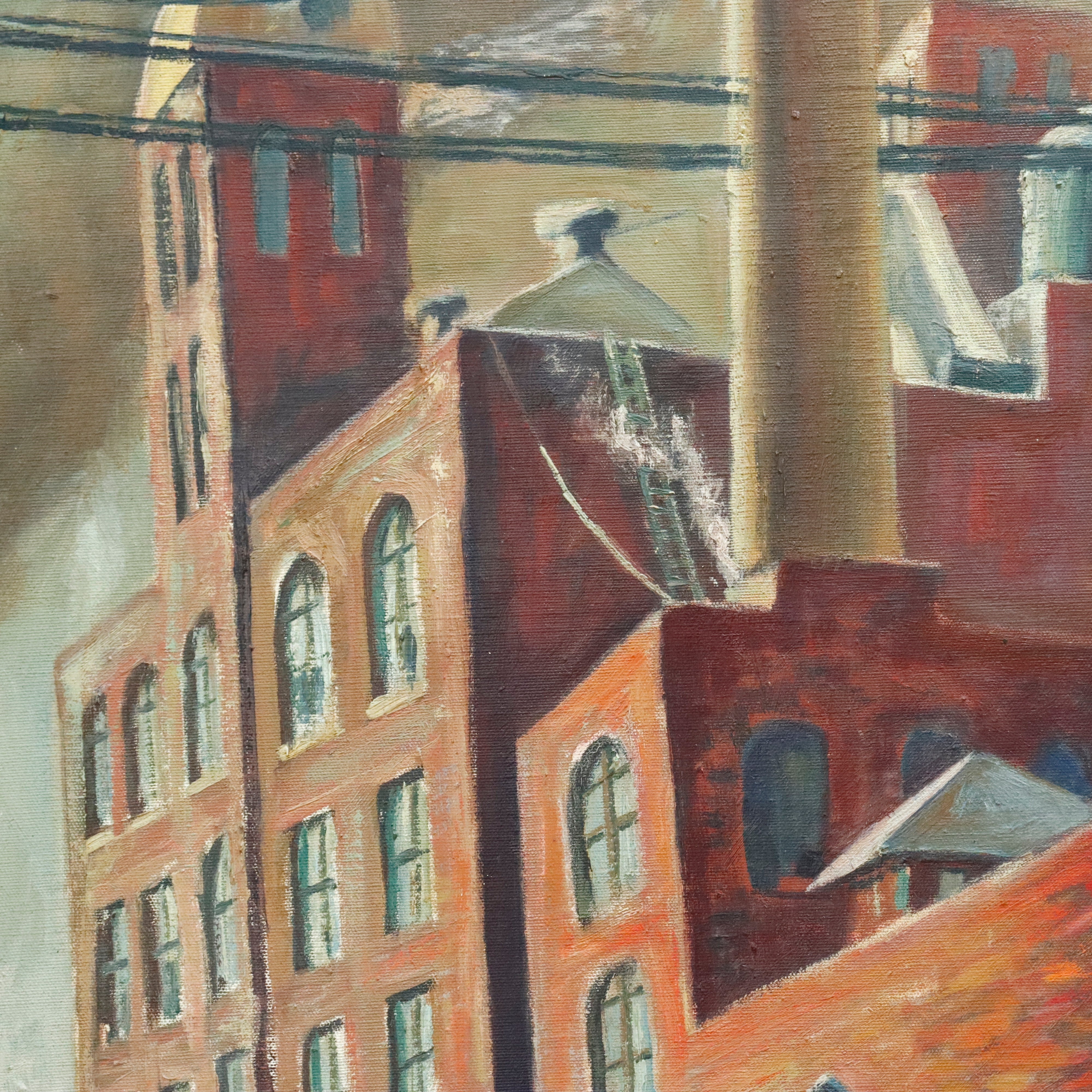 AW944: Samuel Thal WPA Ashcan American Regionalist Industrial Oil on Canvas Painting