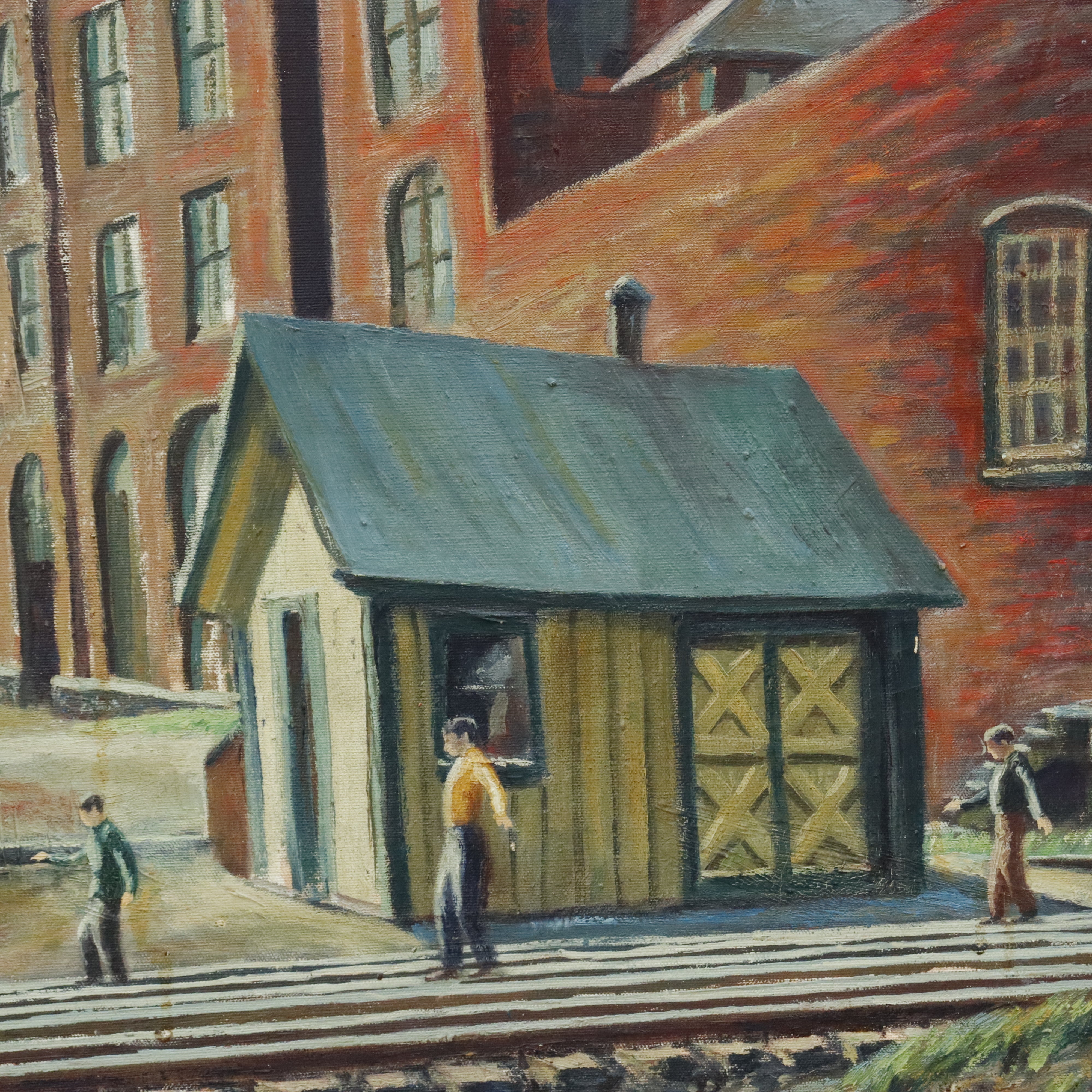 AW944: Samuel Thal WPA Ashcan American Regionalist Industrial Oil on Canvas Painting