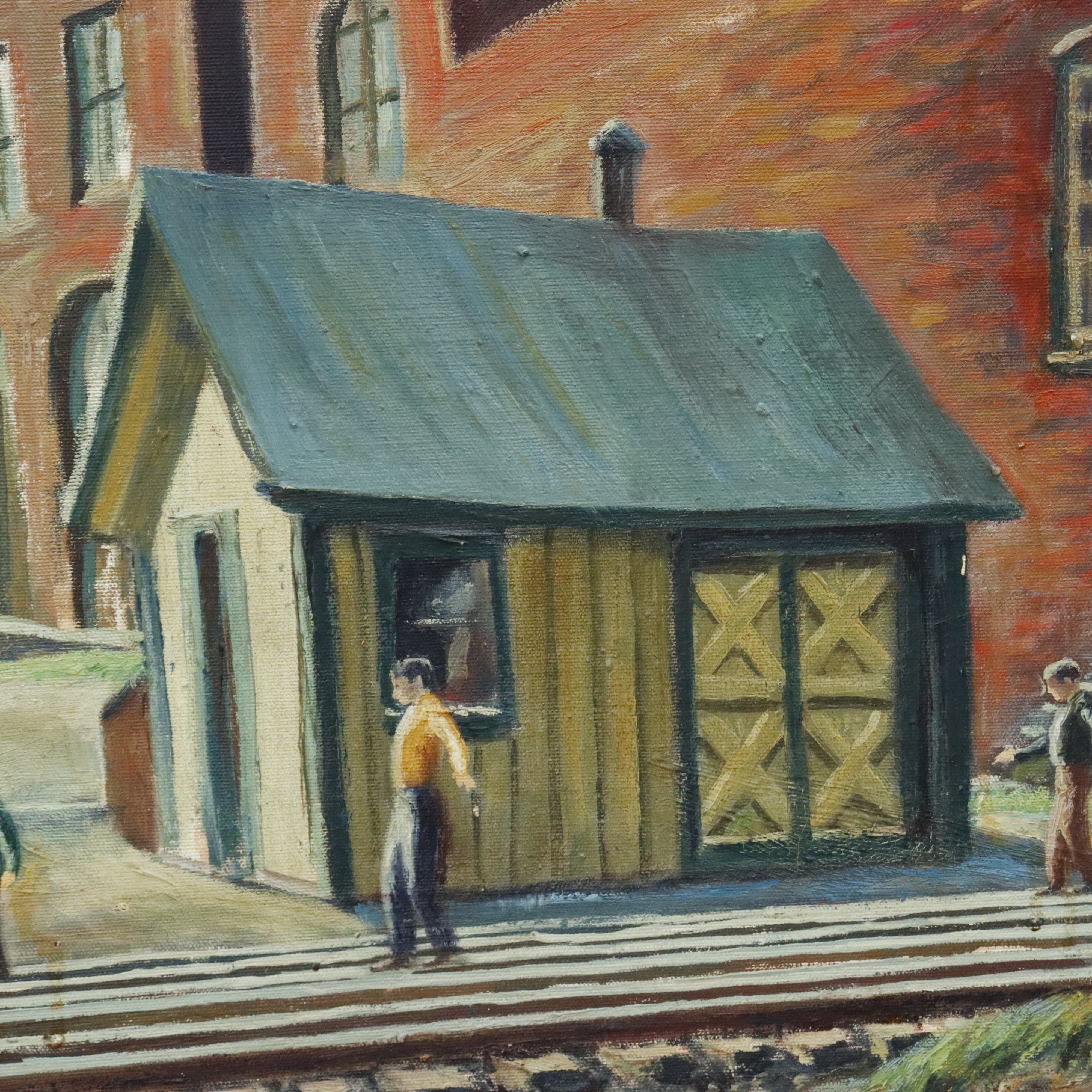 AW944: Samuel Thal WPA Ashcan American Regionalist Industrial Oil on Canvas Painting