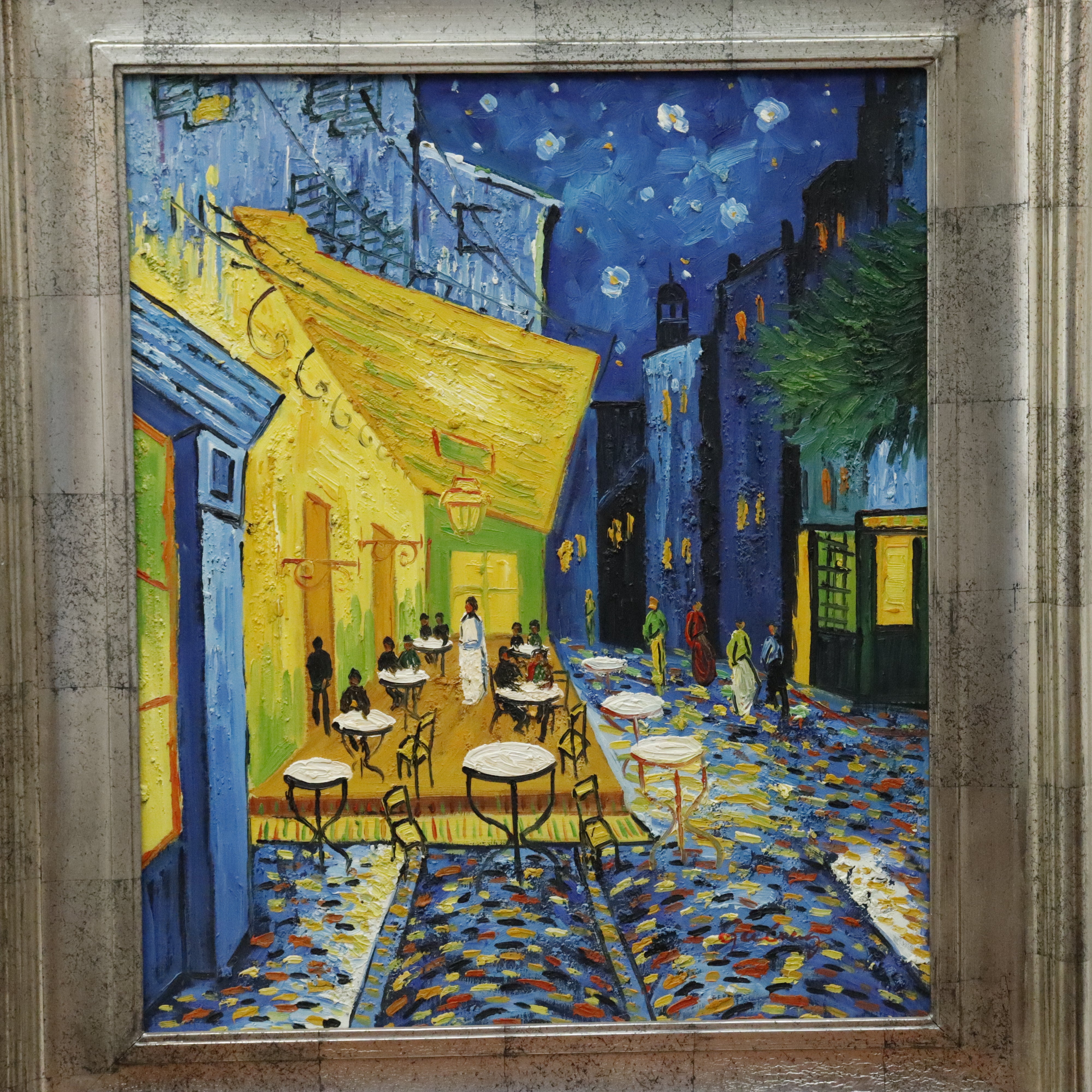 AW075:  After Vincent Van Gogh's 1888 "Cafe Terrace at Night" Oil on Canvas Painting