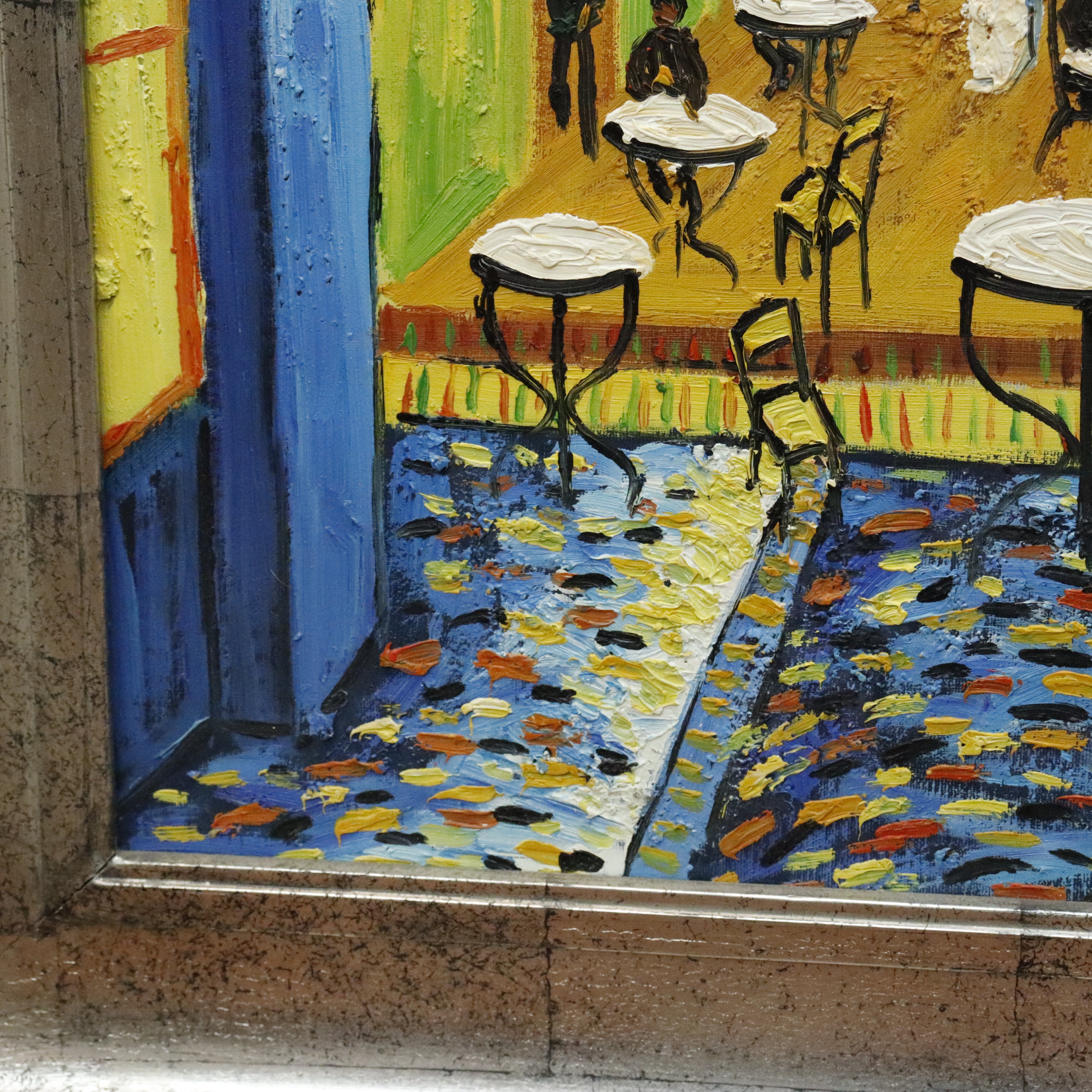 AW075:  After Vincent Van Gogh's 1888 "Cafe Terrace at Night" Oil on Canvas Painting