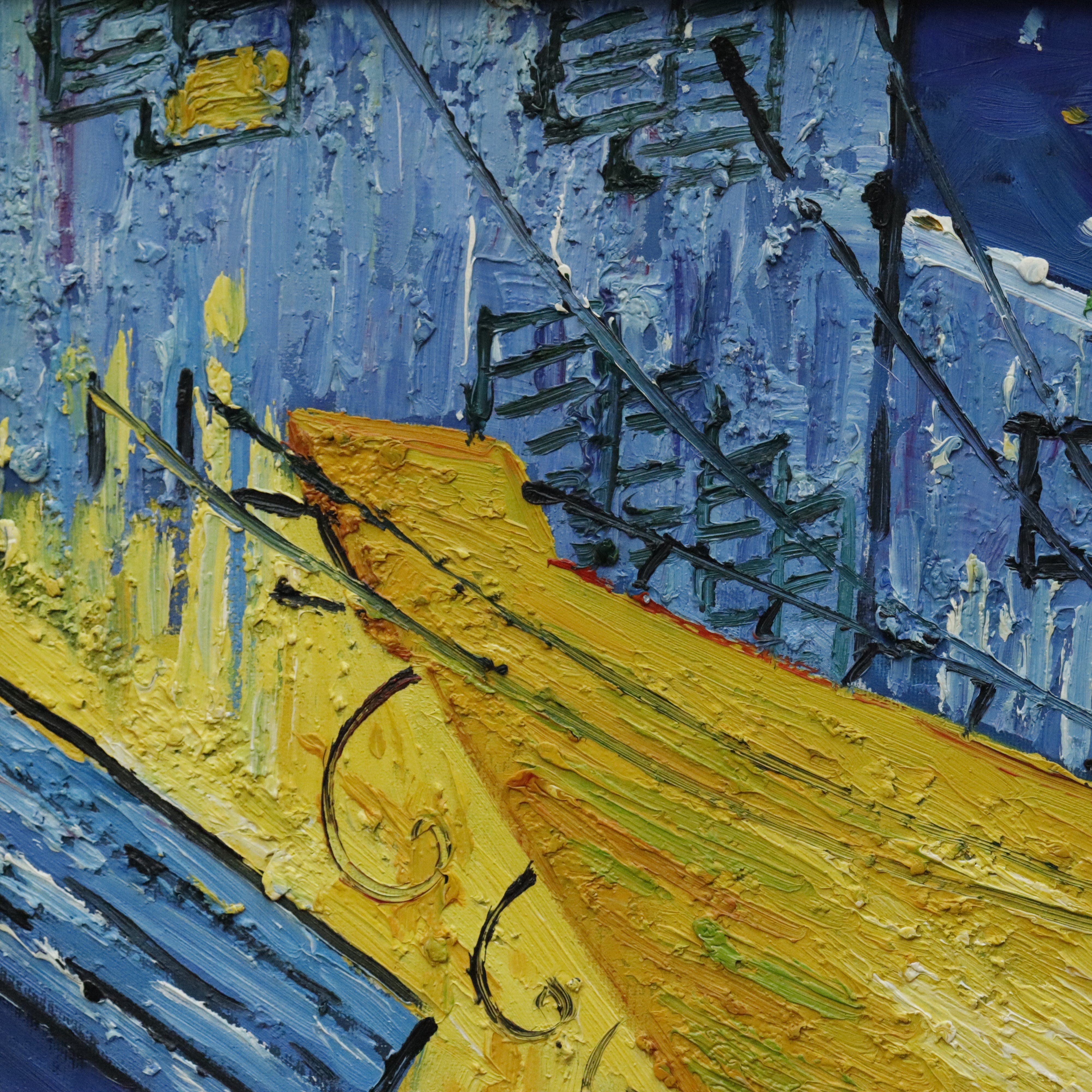 AW075:  After Vincent Van Gogh's 1888 "Cafe Terrace at Night" Oil on Canvas Painting