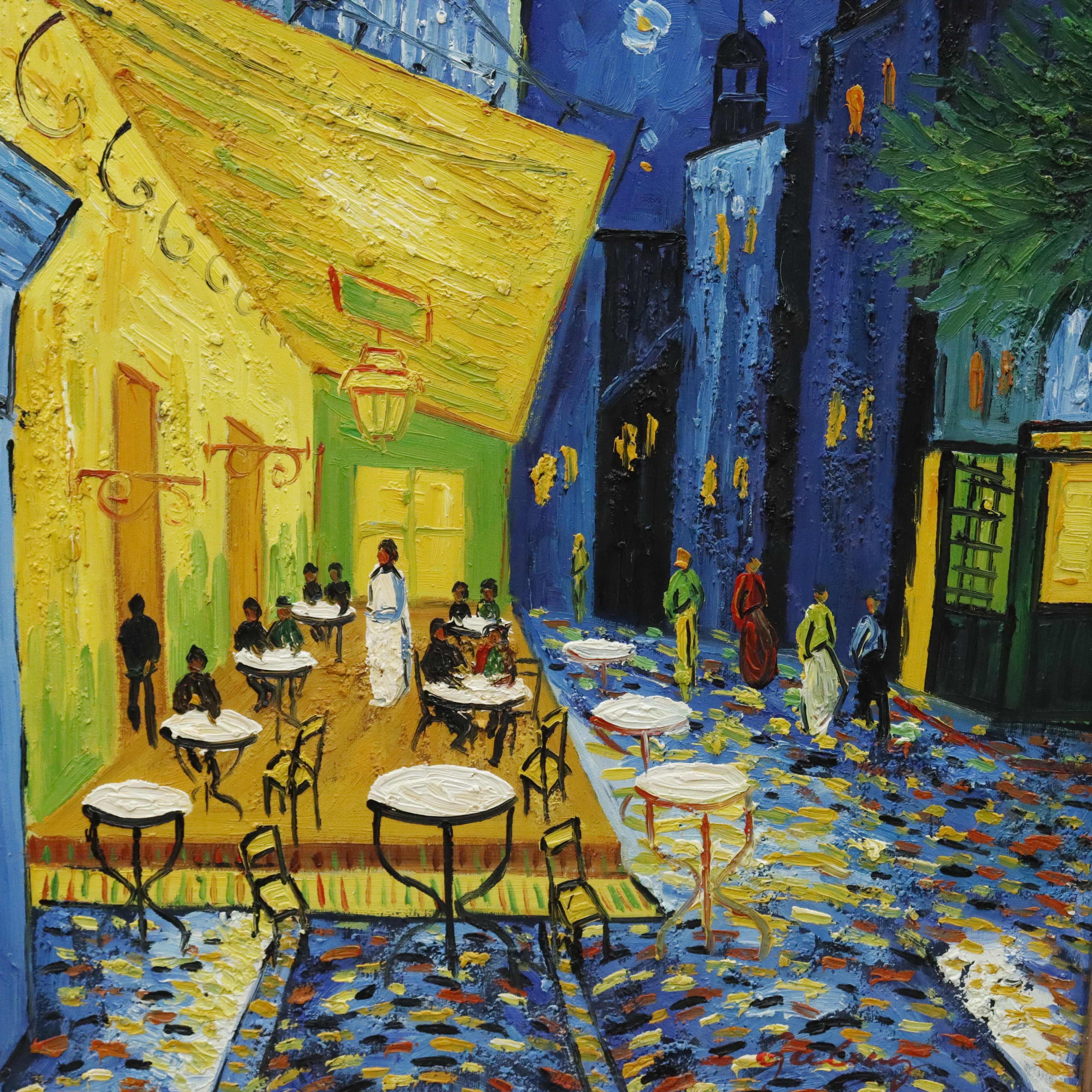 AW075:  After Vincent Van Gogh's 1888 "Cafe Terrace at Night" Oil on Canvas Painting