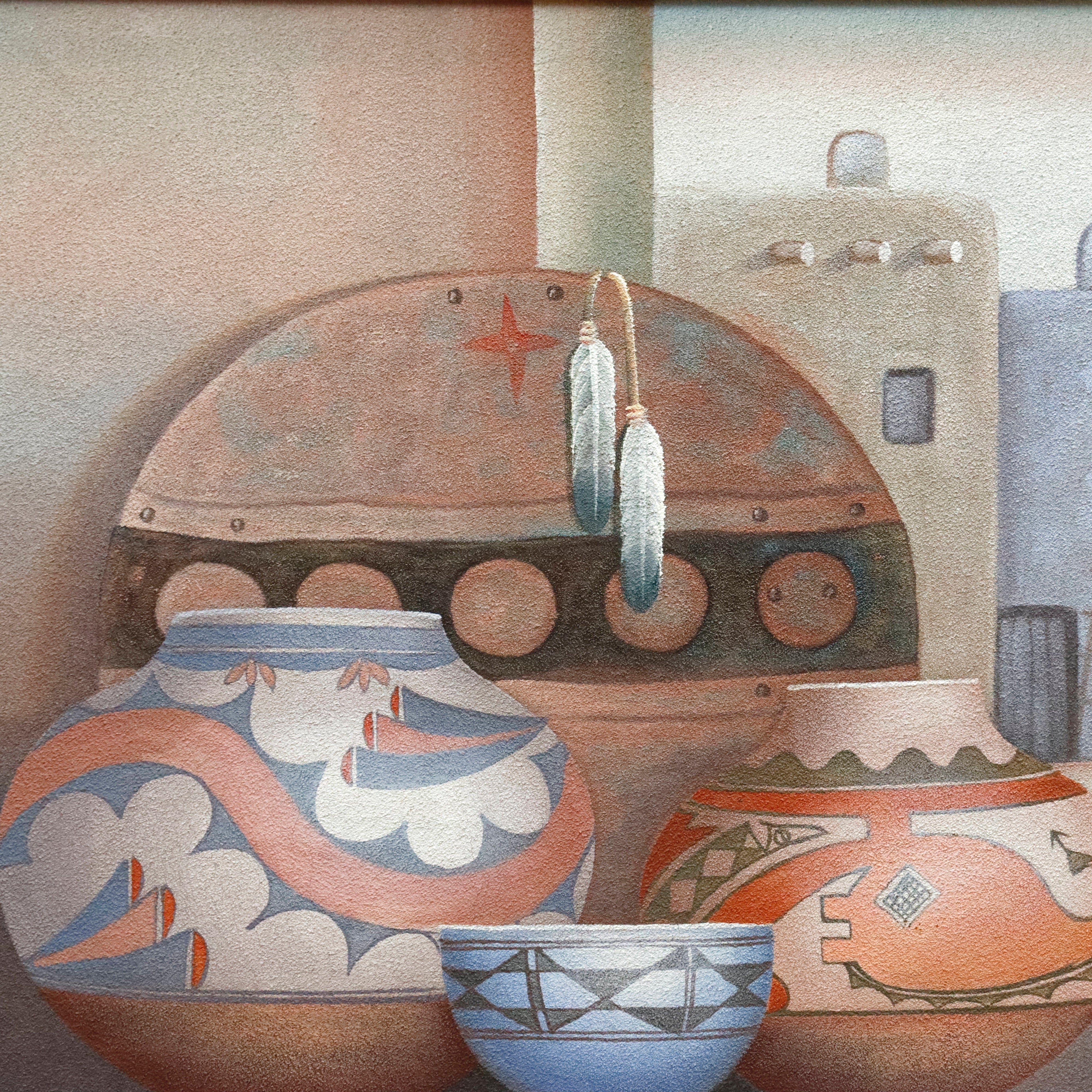 AW087: Mario Jung Pueblo Indian Still Life Sand Painting