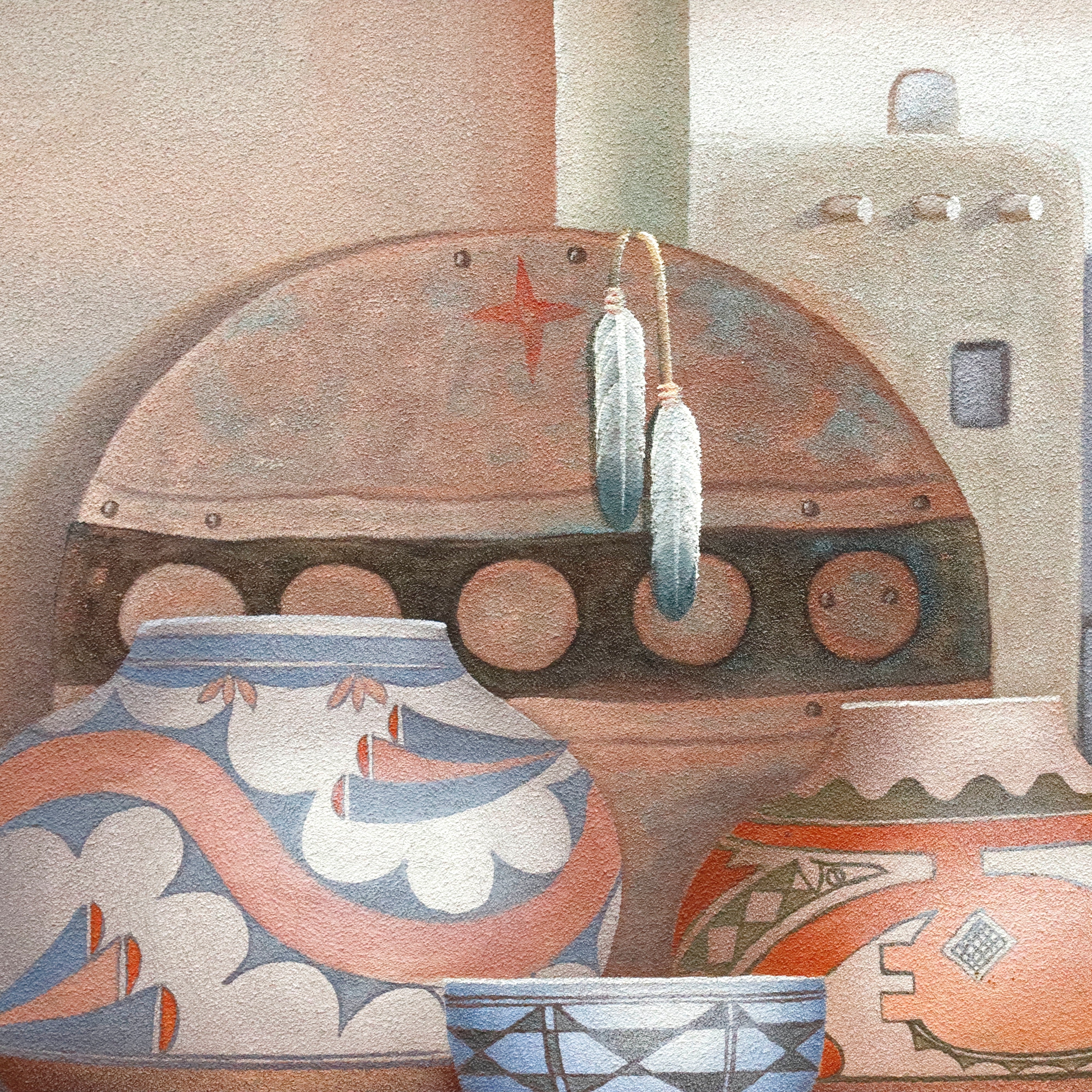 AW087: Mario Jung Pueblo Indian Still Life Sand Painting