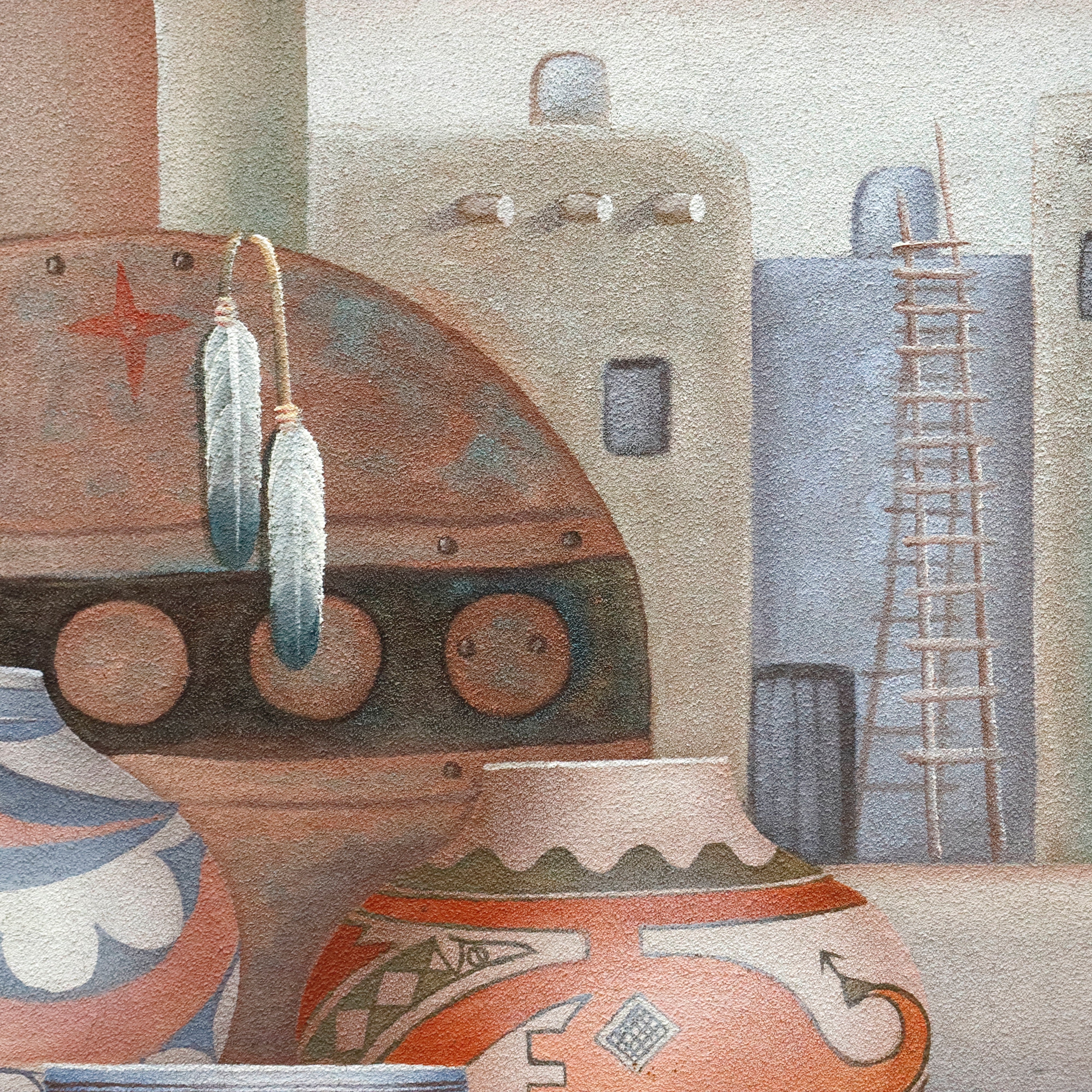 AW087: Mario Jung Pueblo Indian Still Life Sand Painting