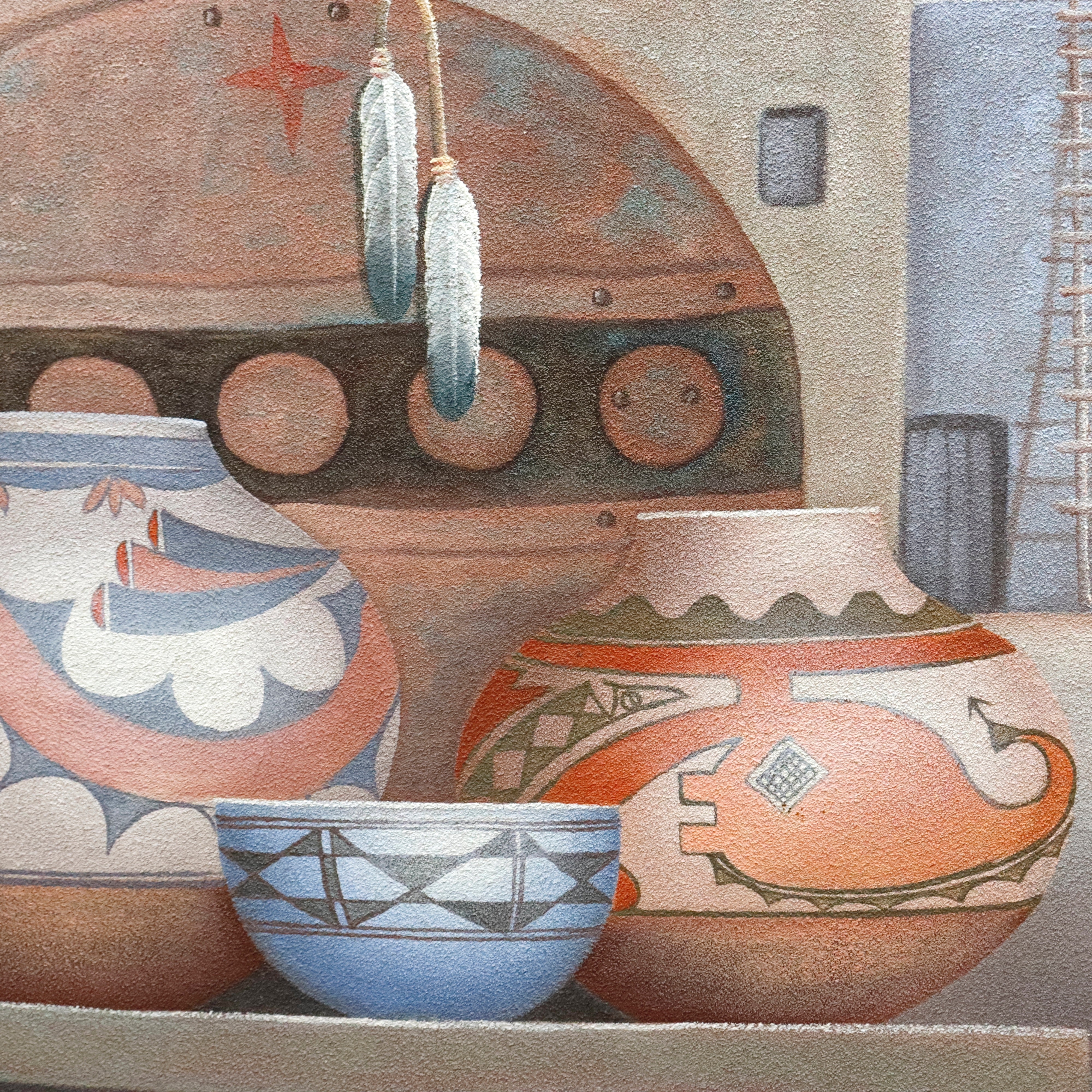 AW087: Mario Jung Pueblo Indian Still Life Sand Painting