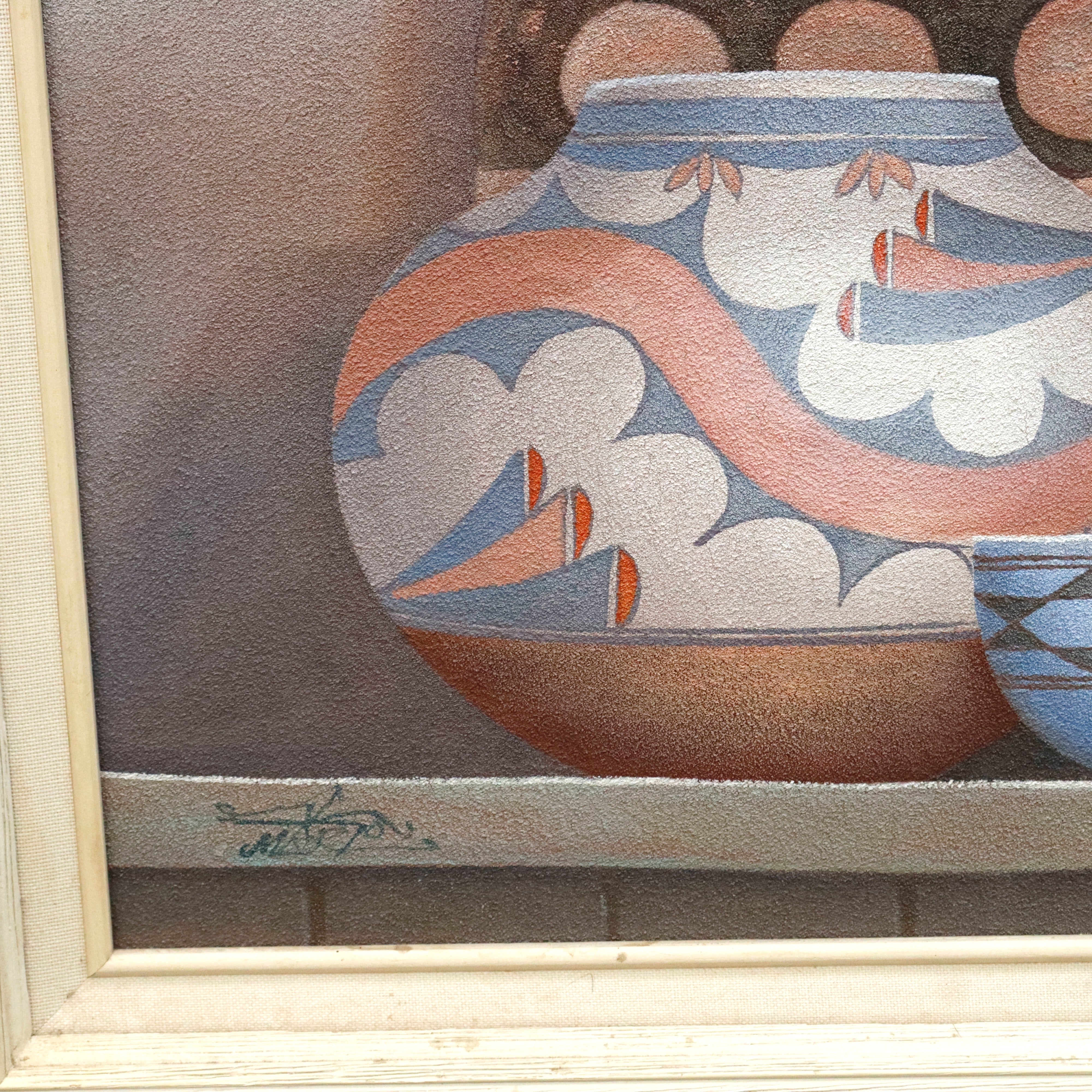 AW087: Mario Jung Pueblo Indian Still Life Sand Painting