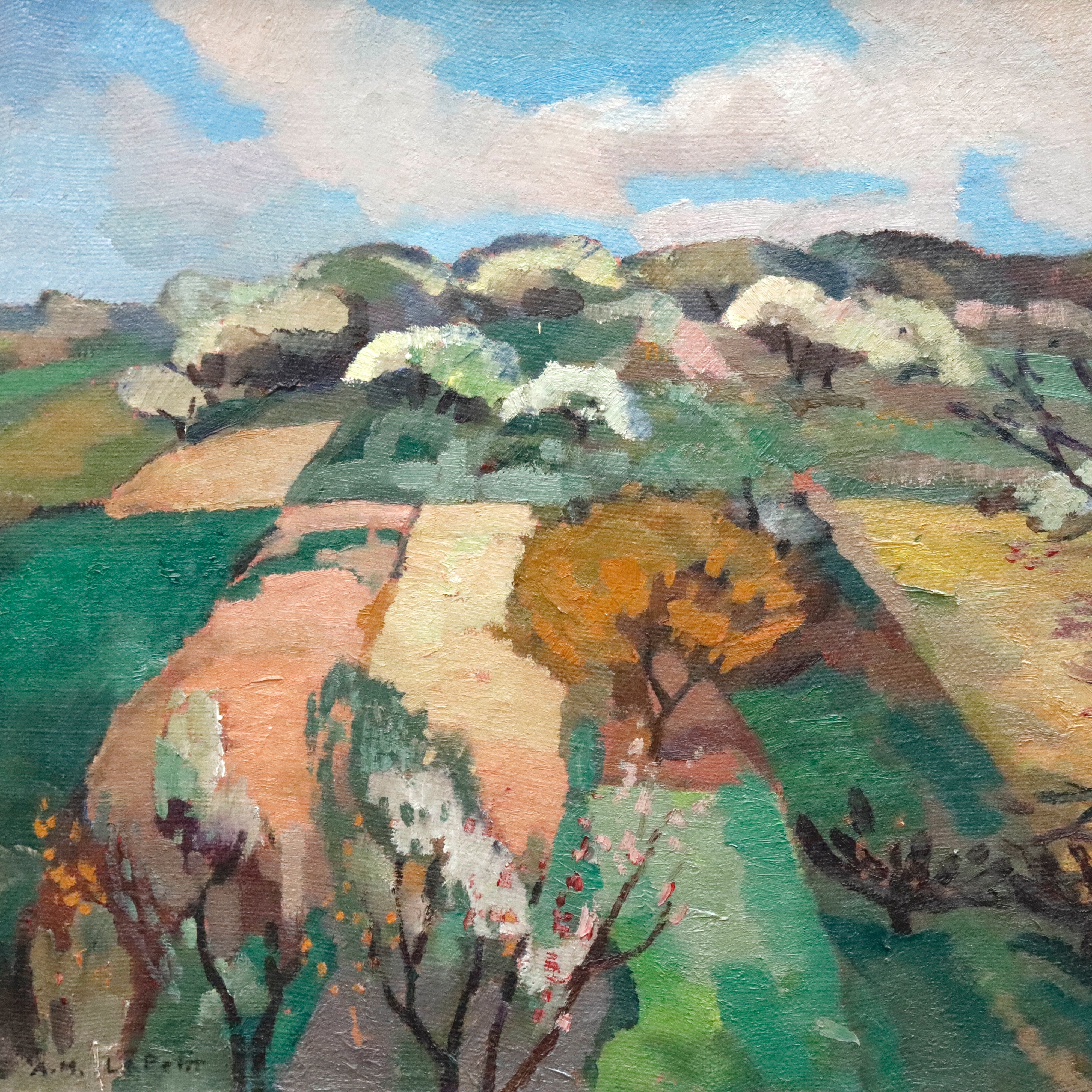 AW268: Alfred Marie Le Petit Trees in a Landscape Oil on Canvas Painting