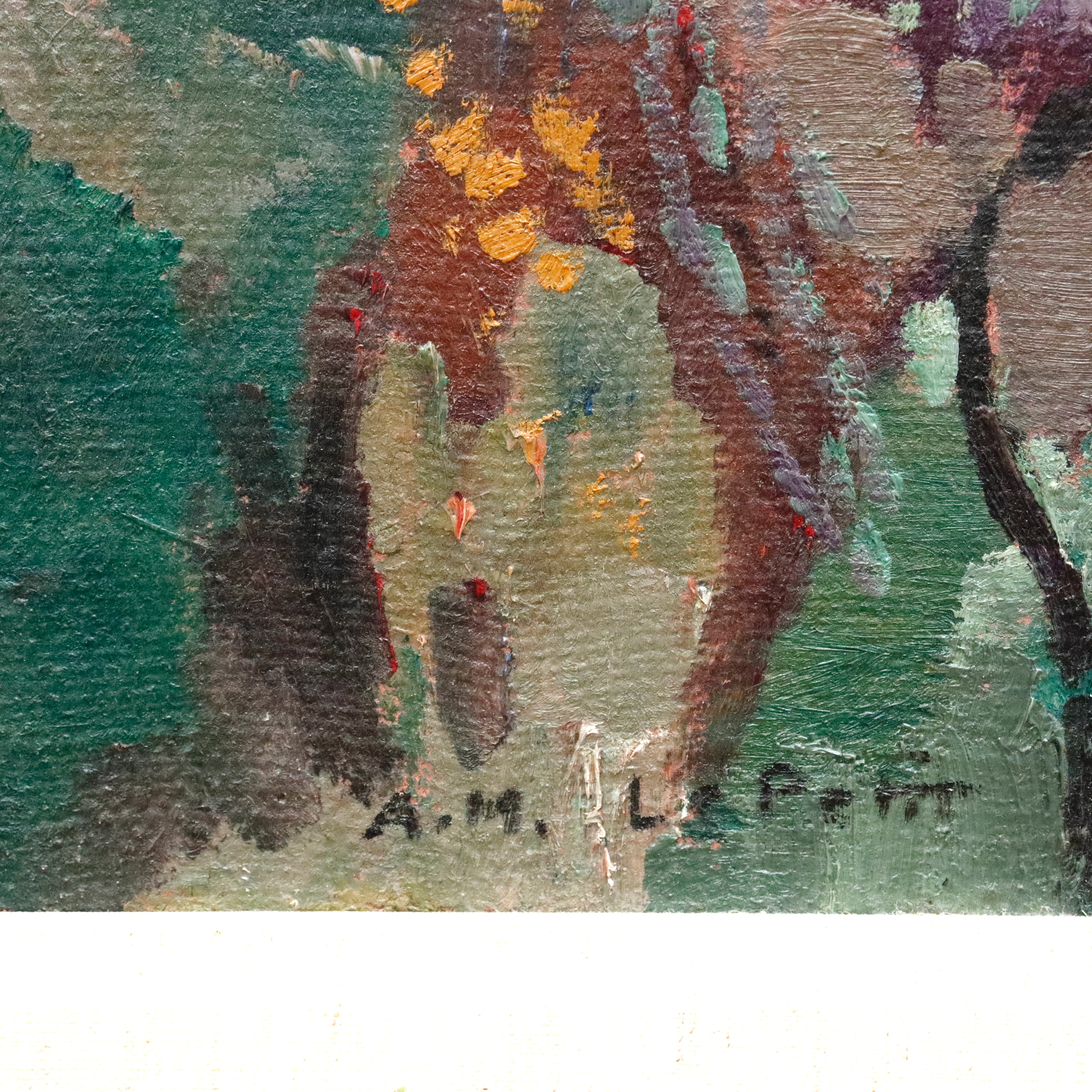 AW268: Alfred Marie Le Petit Trees in a Landscape Oil on Canvas Painting