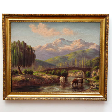 Alberto Lobos Aranquiz Chilean Artist Oil on Canvas Landscape Painting | Work of Man