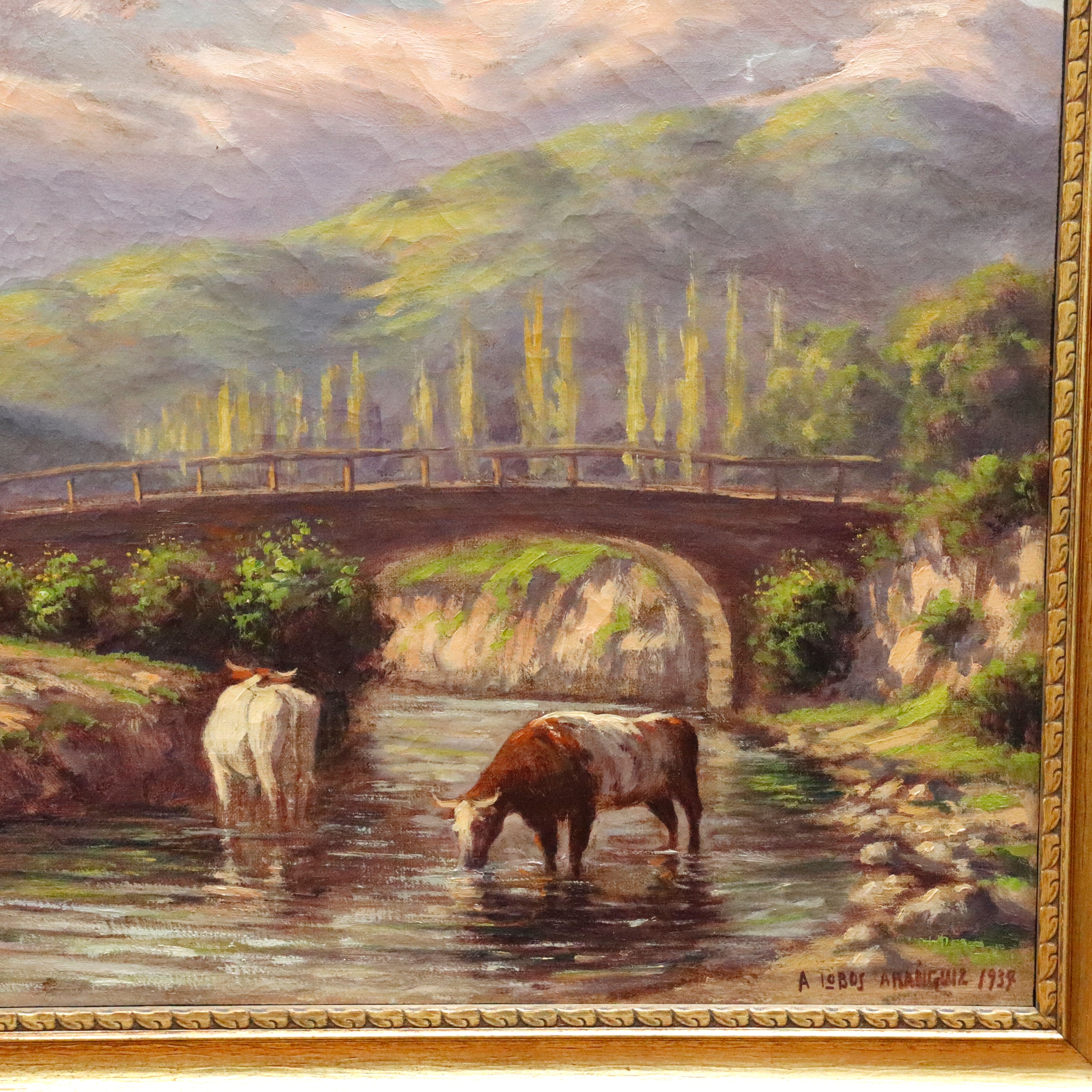 AW044: Alberto Lobos Aranquiz Chilean Artist Oil on Canvas Landscape Painting