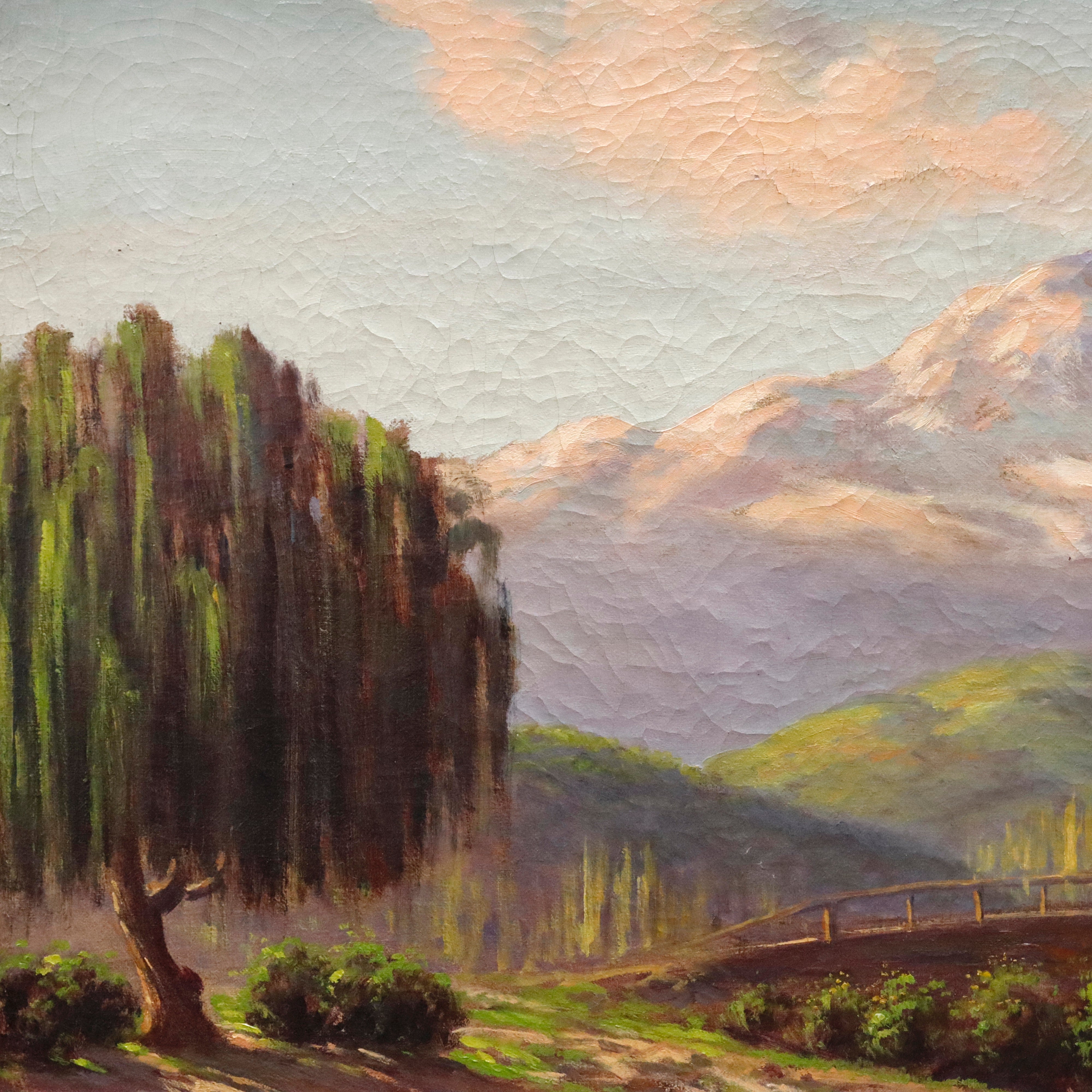 AW044: Alberto Lobos Aranquiz Chilean Artist Oil on Canvas Landscape Painting