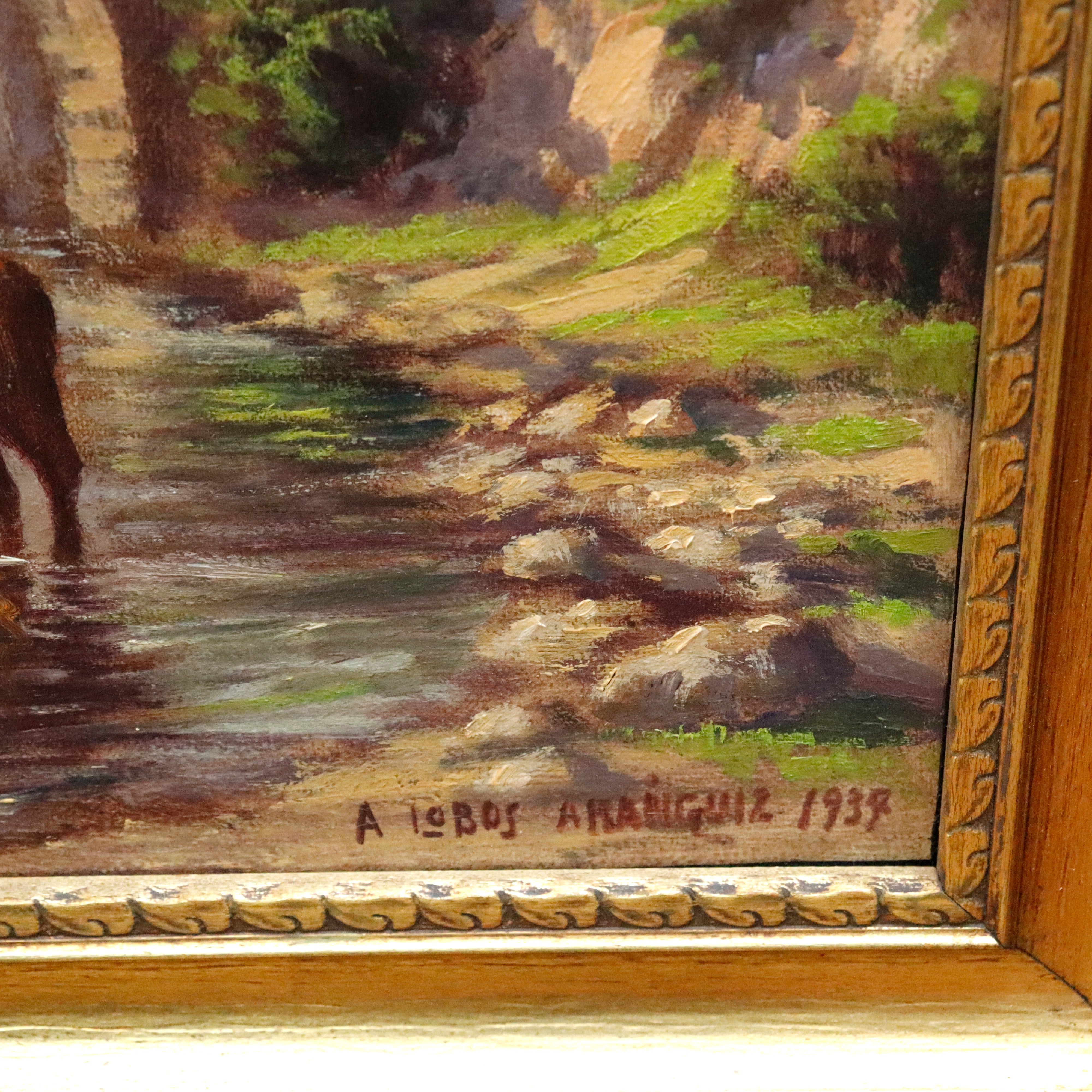 AW044: Alberto Lobos Aranquiz Chilean Artist Oil on Canvas Landscape Painting