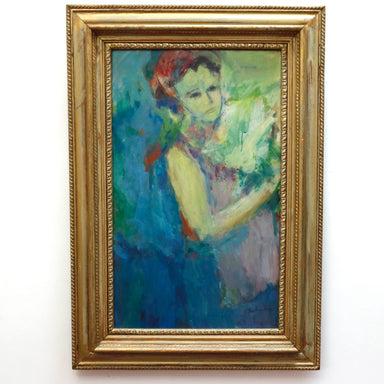 Eileen Scheiber Impressionist Female Portrait Oil on Board Circa 1965 | Work of Man