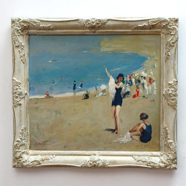 Oscar Riccardi St. Tropic Beach Oil on Board Circa 1917 | Work of Man
