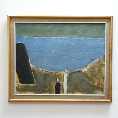 Livio Marzot Figures in a Landscape Modernist Mid Century Oil on Board | Work of Man