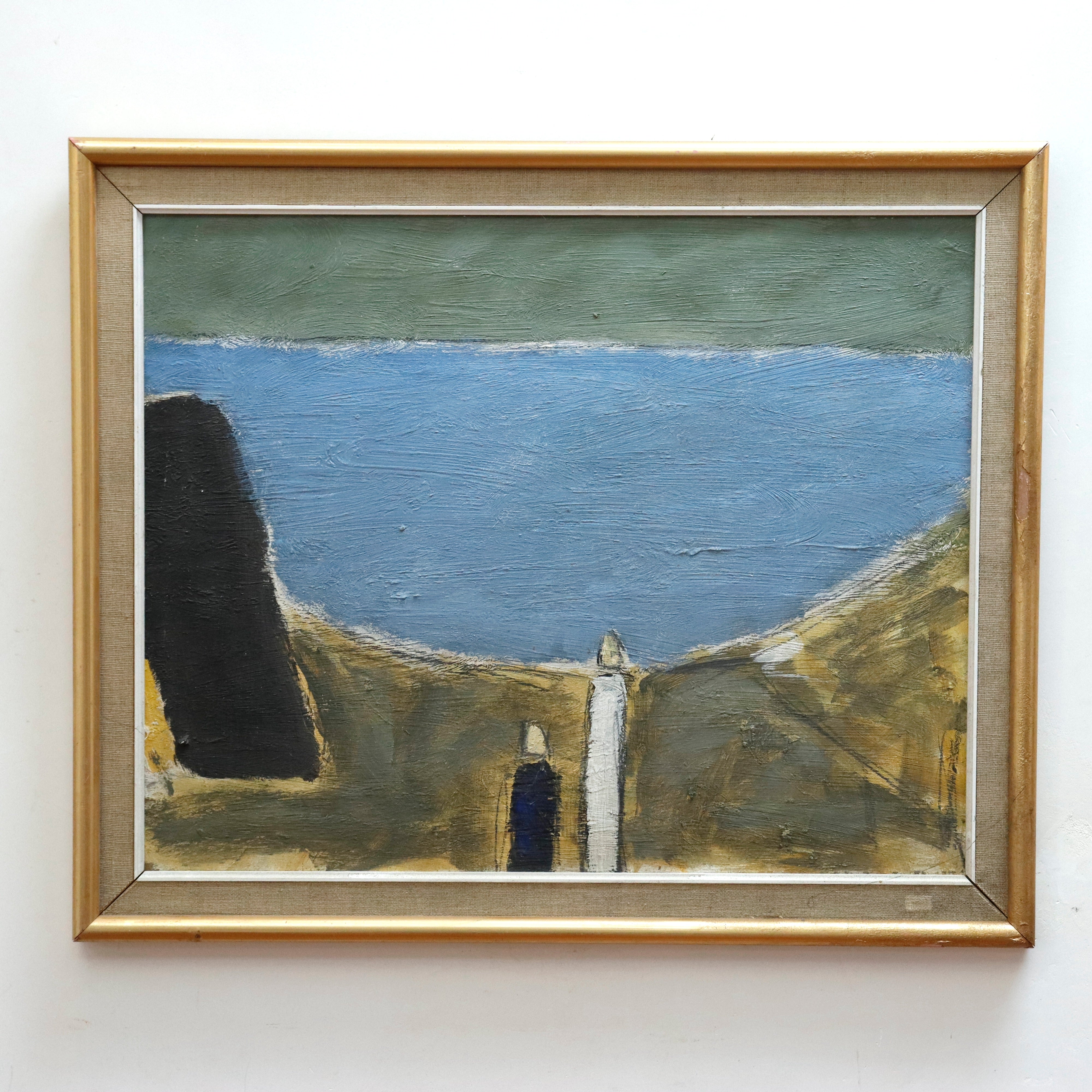 Livio Marzot Figures in a Landscape Modernist Mid Century Oil on Board | Work of Man