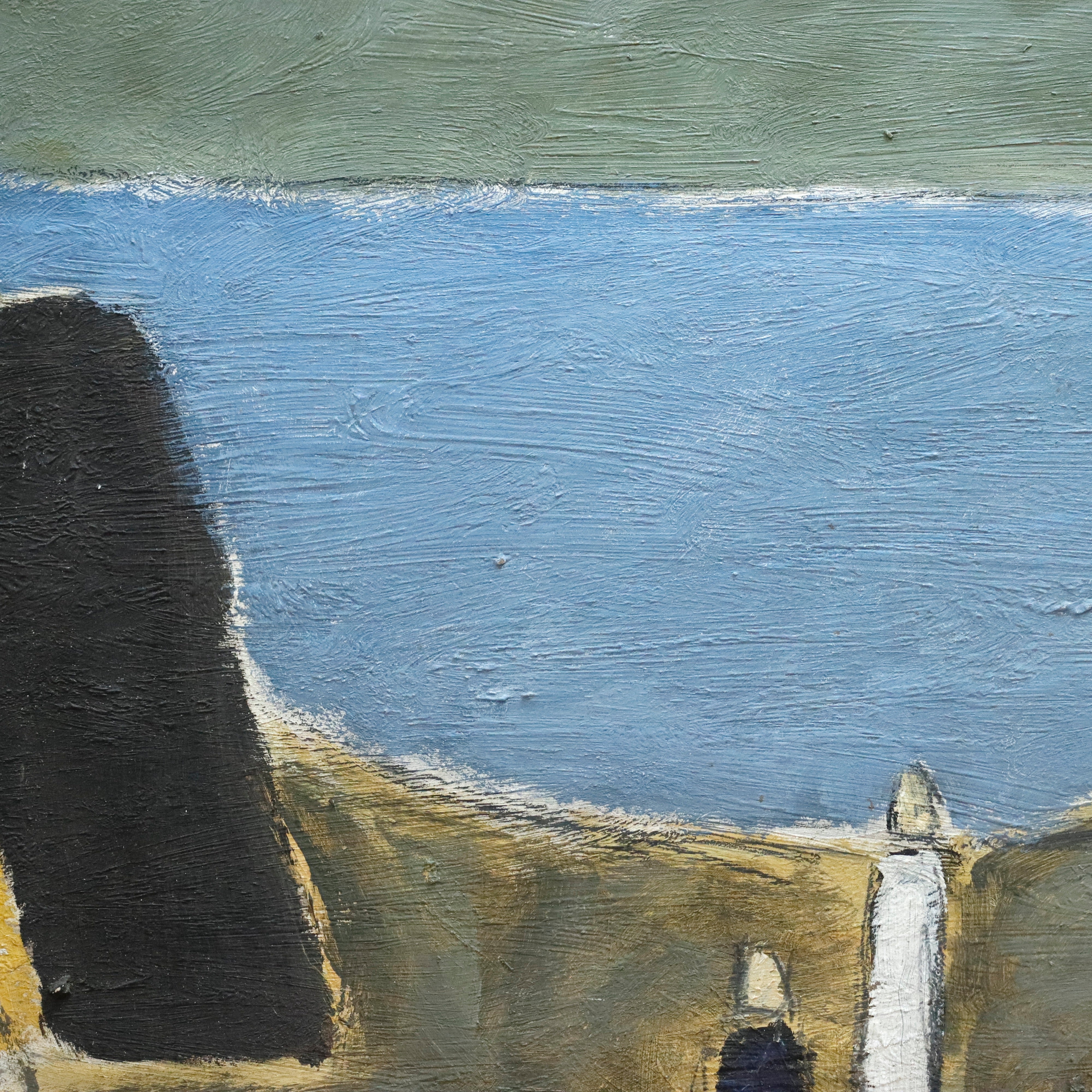 AW950: Livio Marzot Figures in a Landscape Modernist Mid Century Oil on Board