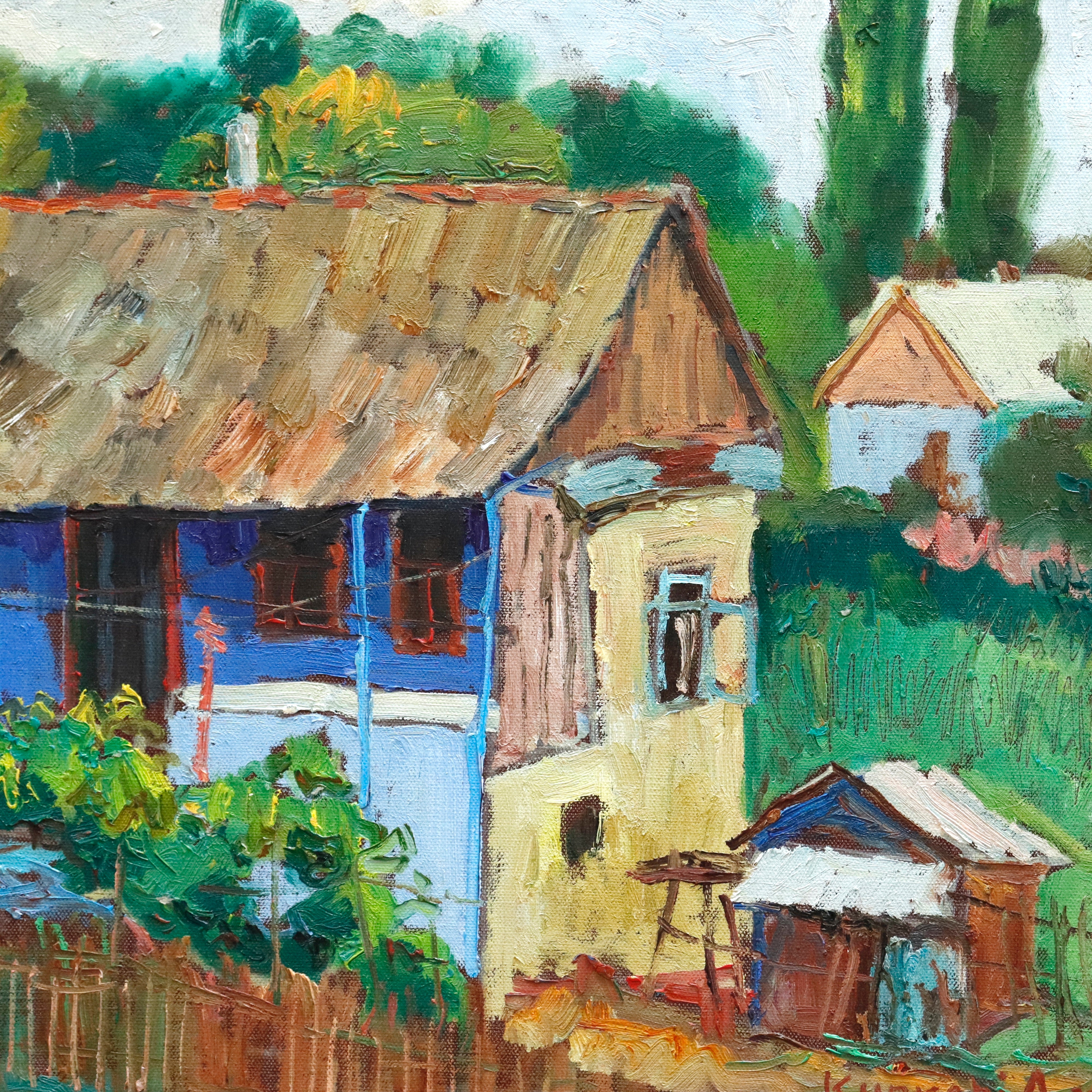 AW951: Aleksandr Kurchi Ukrainian Impressionist Oil on Canvas Landscape Painting