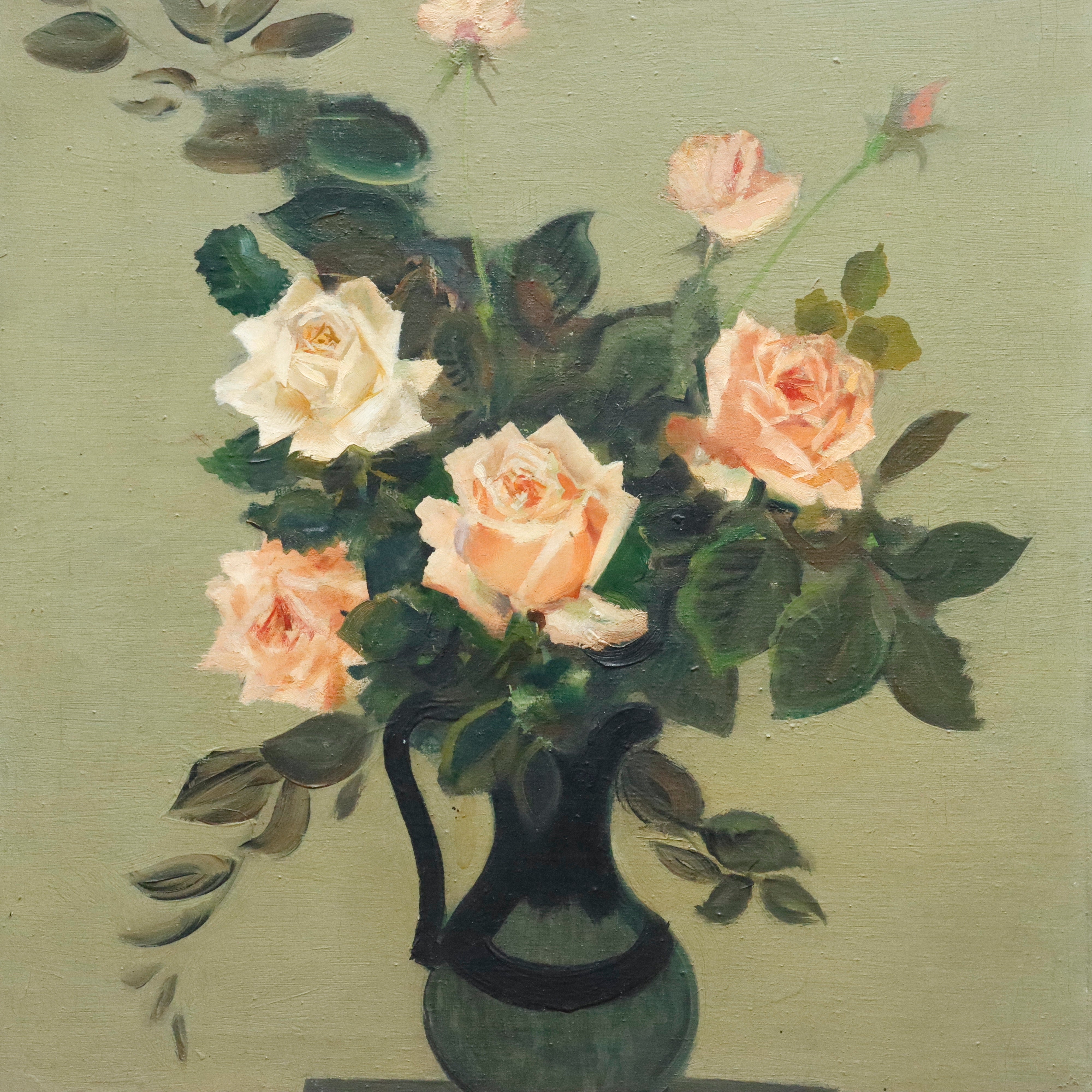 AW952: Modernist French Floral Still Life Oil on Canvas Painting