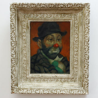 Hobo Clown Portrait Oil on Masonite Early 20th Century | Work of Man