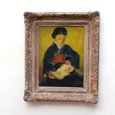 Sidney Livingston Mother and Child Oil on Board Mid Century Modernist Painting | Work of Man