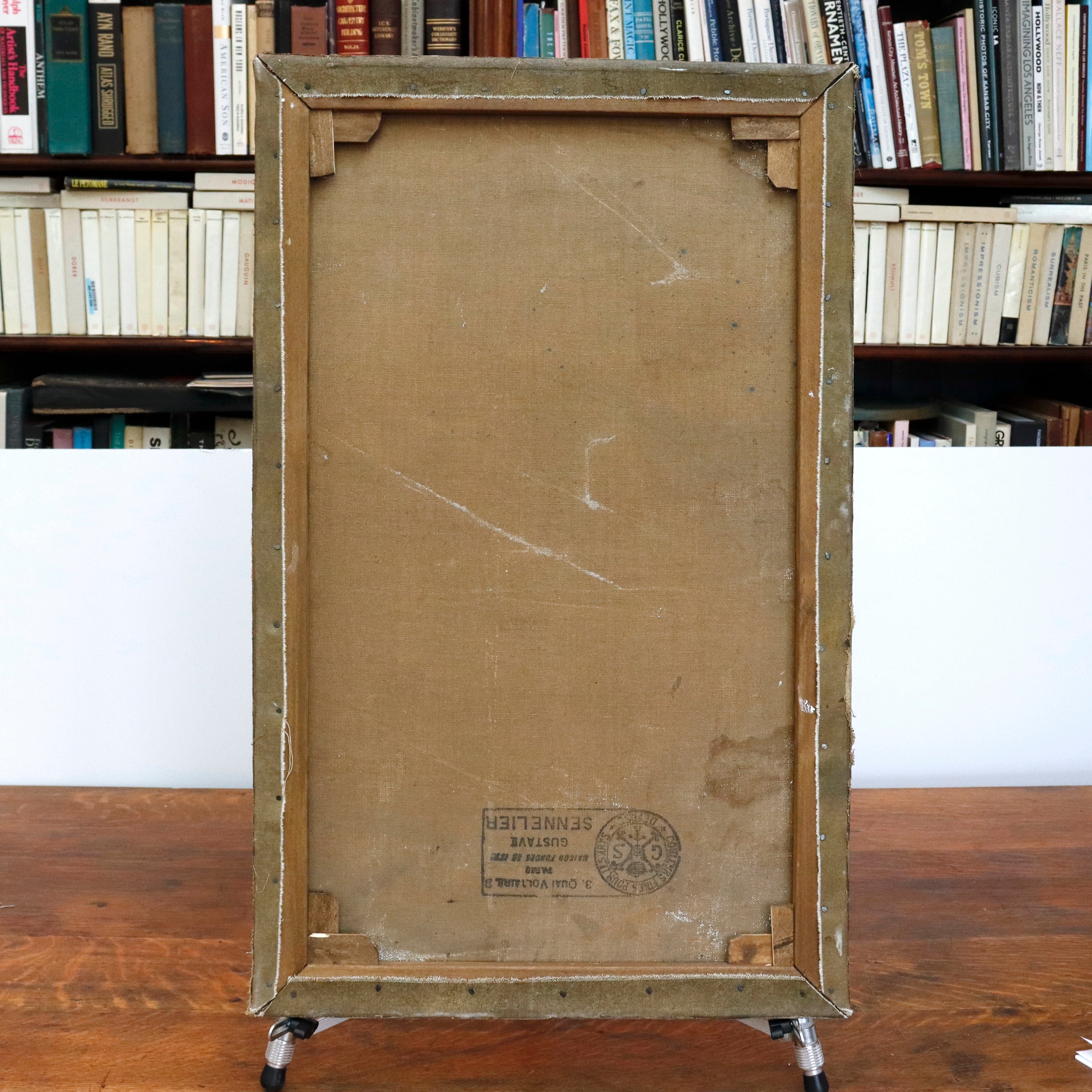 AW947: Antique French Academy Seated Nude Male Model Oil on Canvas Painting Circa 1900