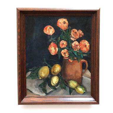 Antique French Floral and Fruit Oil on Canvas Painting Circa 1900 | Work of Man