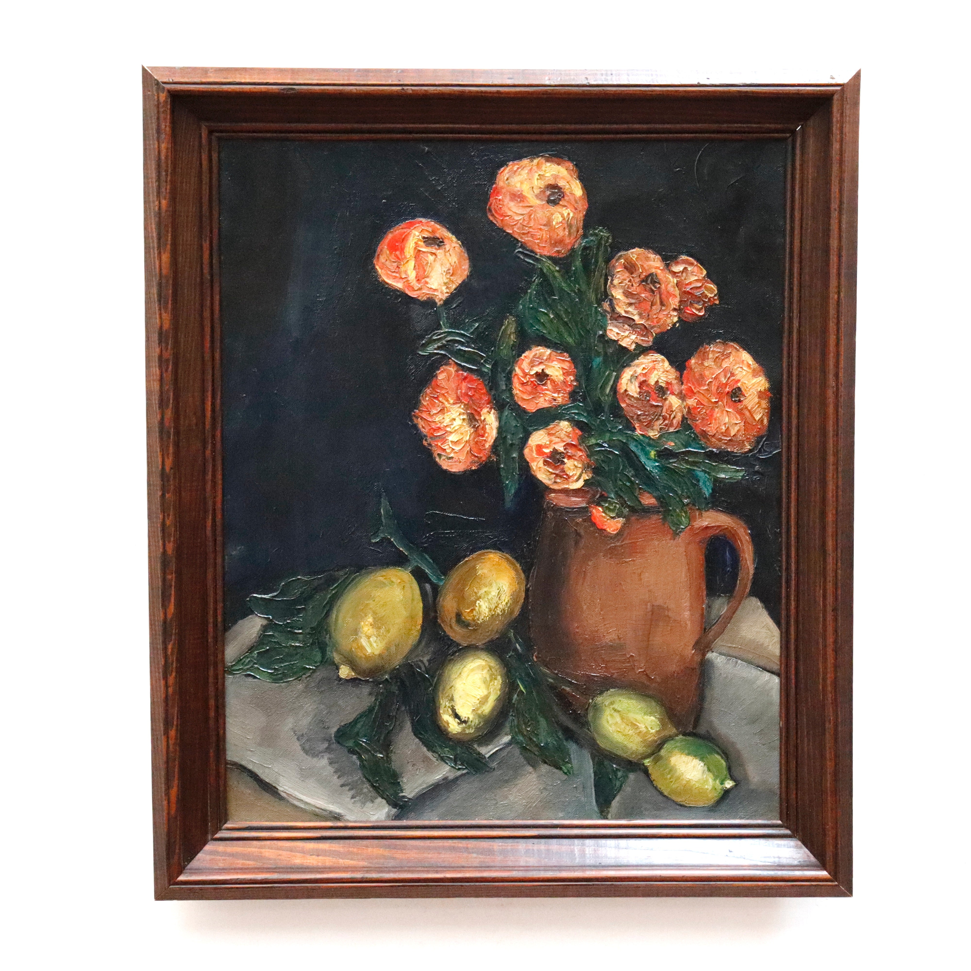 Antique French Floral and Fruit Oil on Canvas Painting Circa 1900 | Work of Man