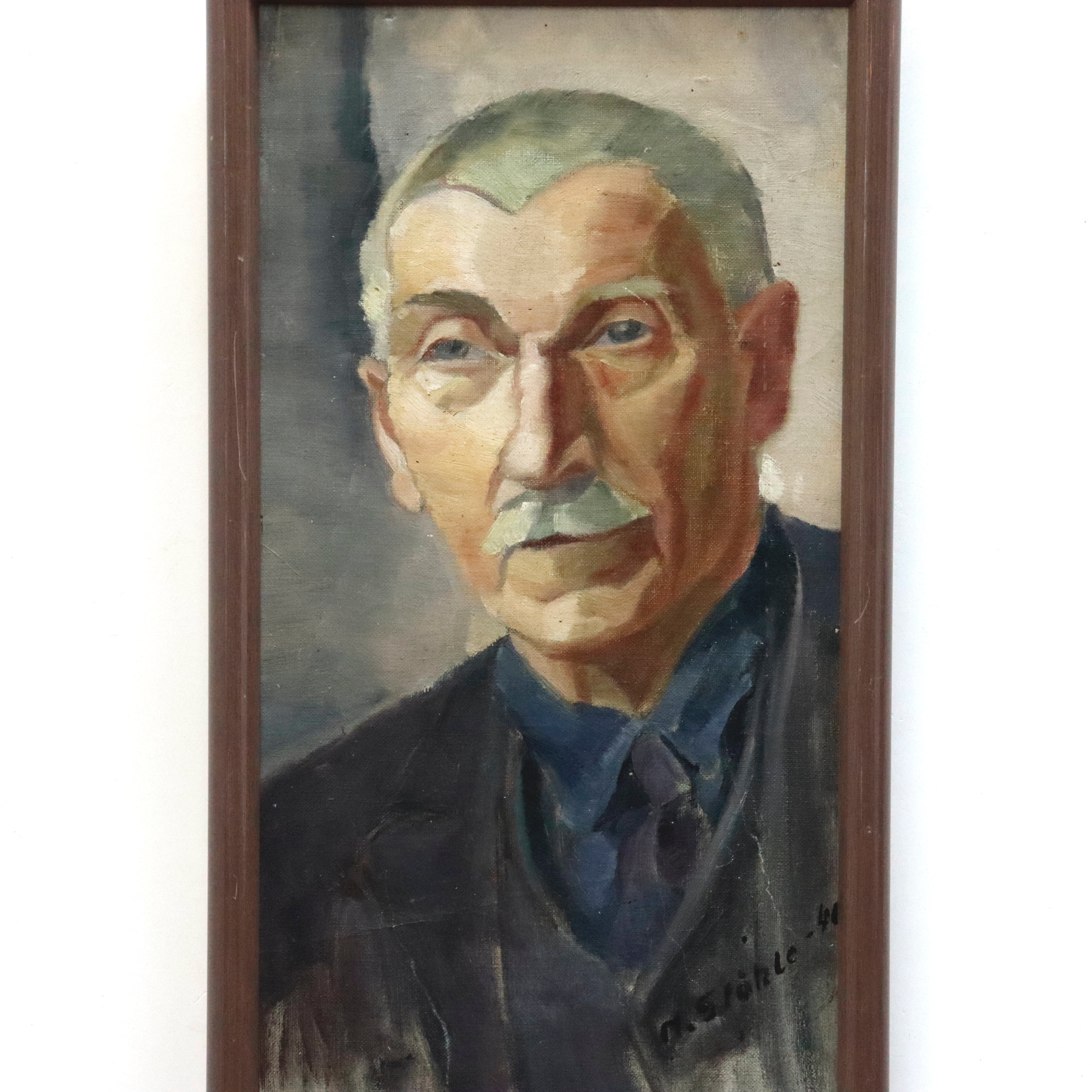 AW948: Mid Century Portrait of a Gentleman Oil on Canvas Painting