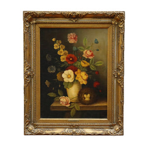 AW955: Jan Hendrik Van De Werf Dutch Style Floral Still Life Oil on Canvas Laid To Board