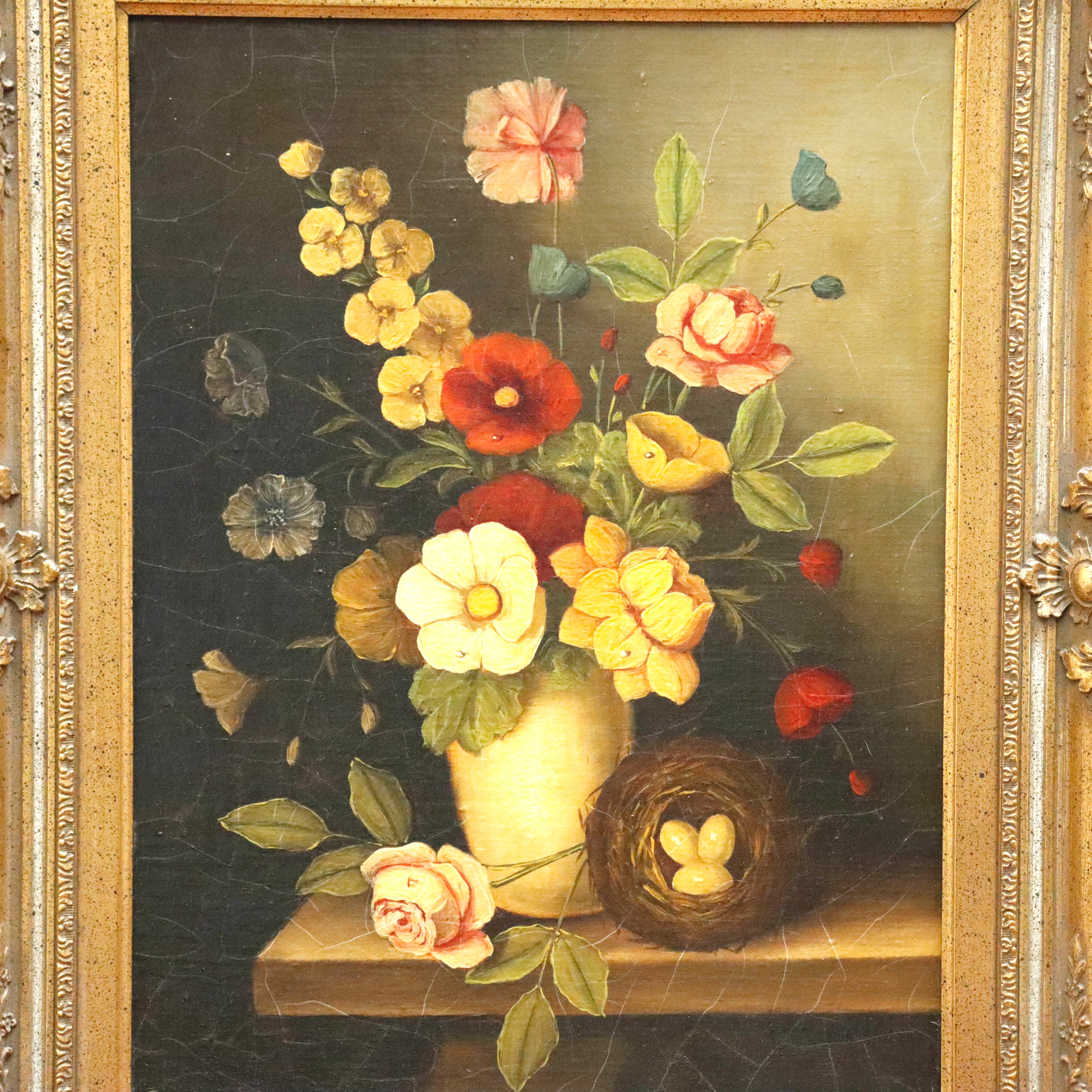 AW955: Jan Hendrik Van De Werf Dutch Style Floral Still Life Oil on Canvas Laid To Board