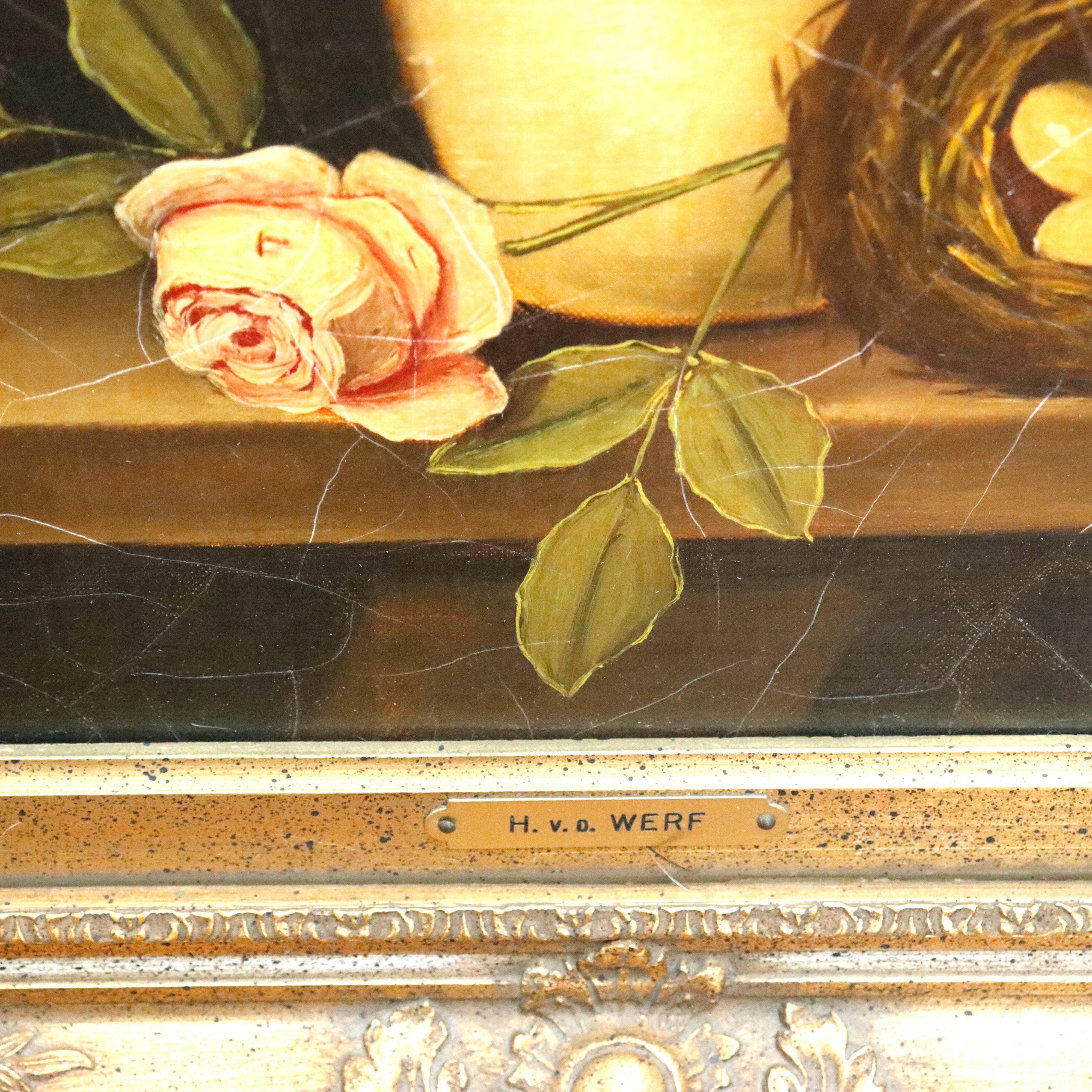 AW955: Jan Hendrik Van De Werf Dutch Style Floral Still Life Oil on Canvas Laid To Board