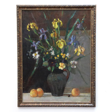 Tatyana Petrova -Still Life w/ Flowers & Oranges Oil on Canvas Painting  | Work of Man