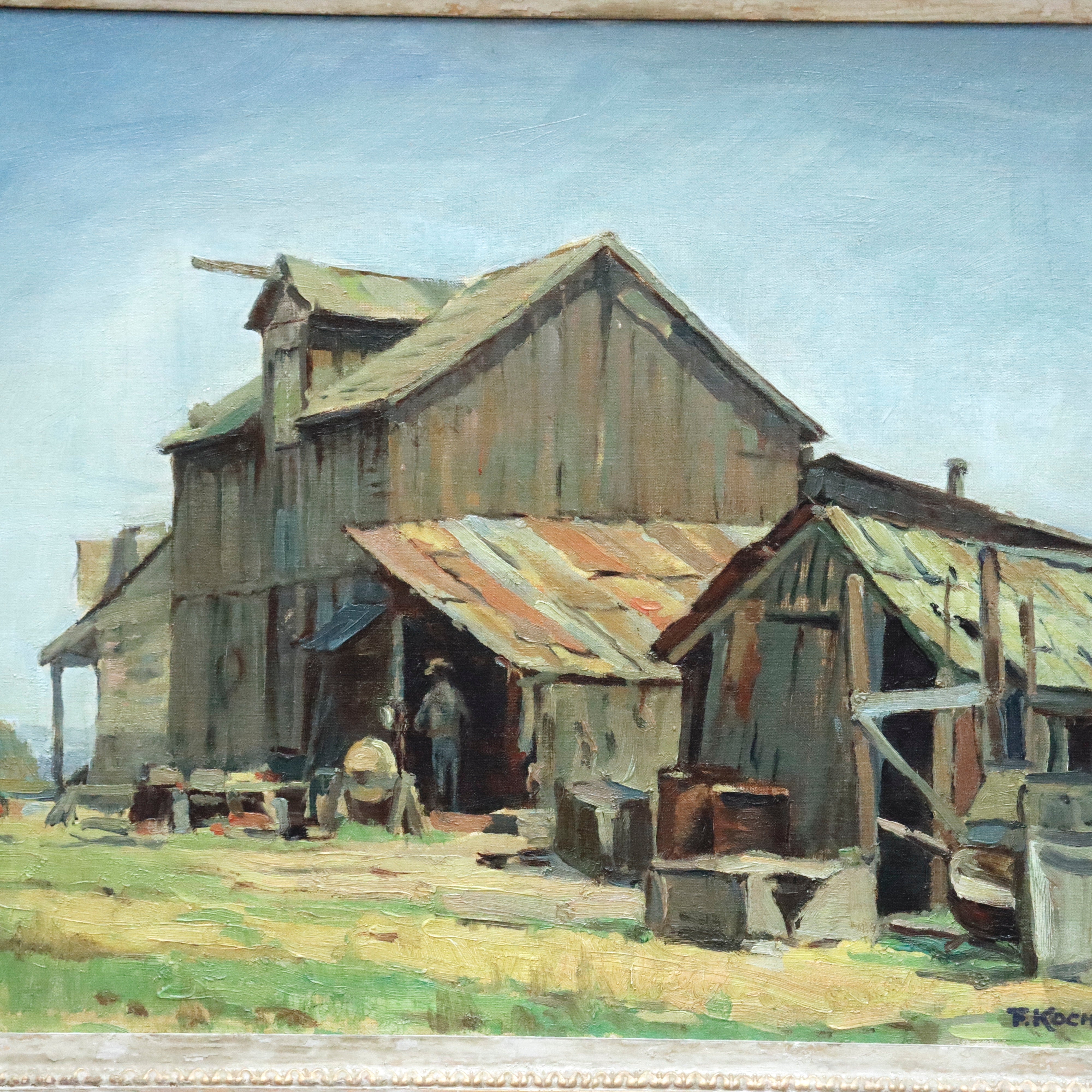 AW964: Fritz Kocher Arnaz Ranch Oil on Canvas Laid to Board Painting Los Angeles Circa 1940