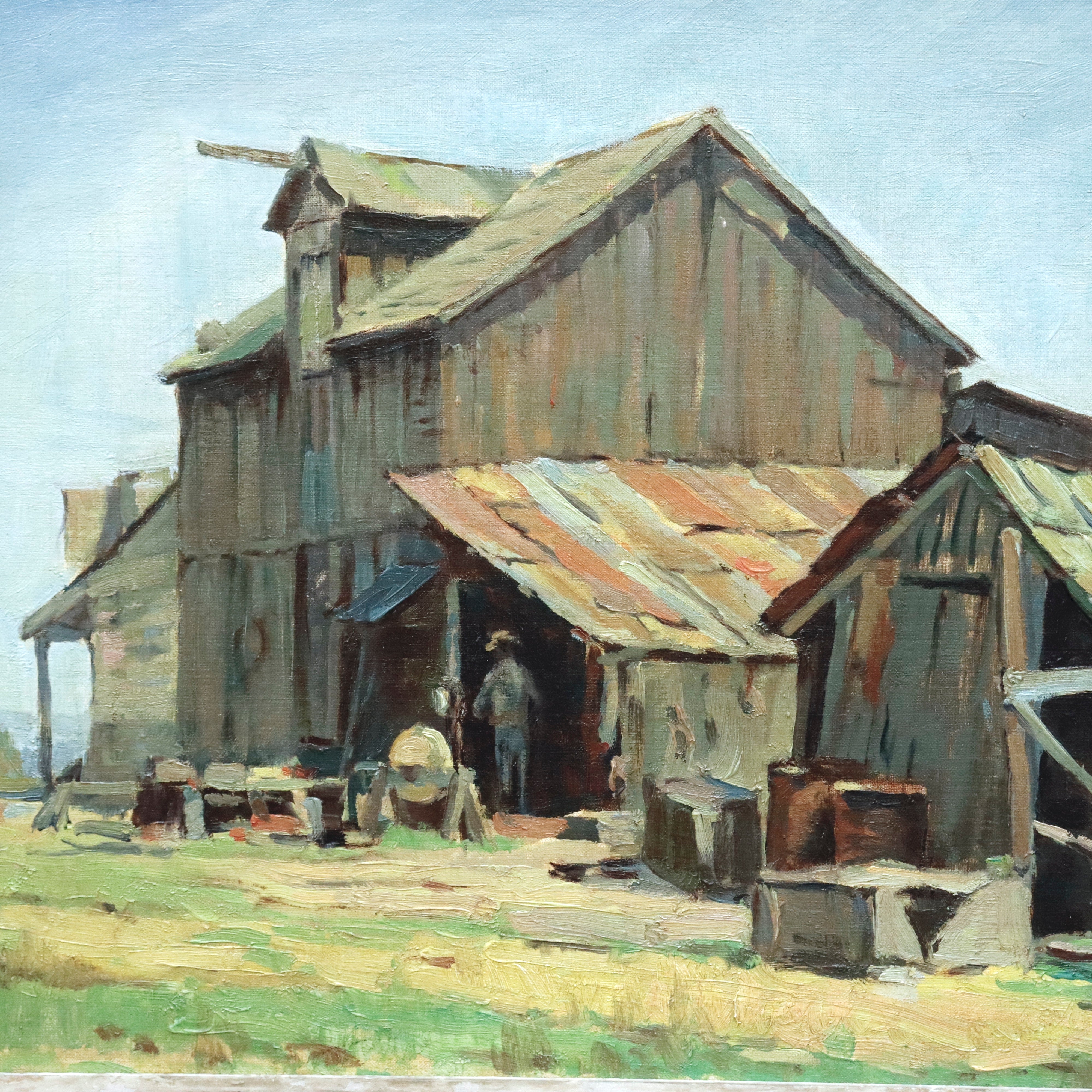 AW964: Fritz Kocher Arnaz Ranch Oil on Canvas Laid to Board Painting Los Angeles Circa 1940