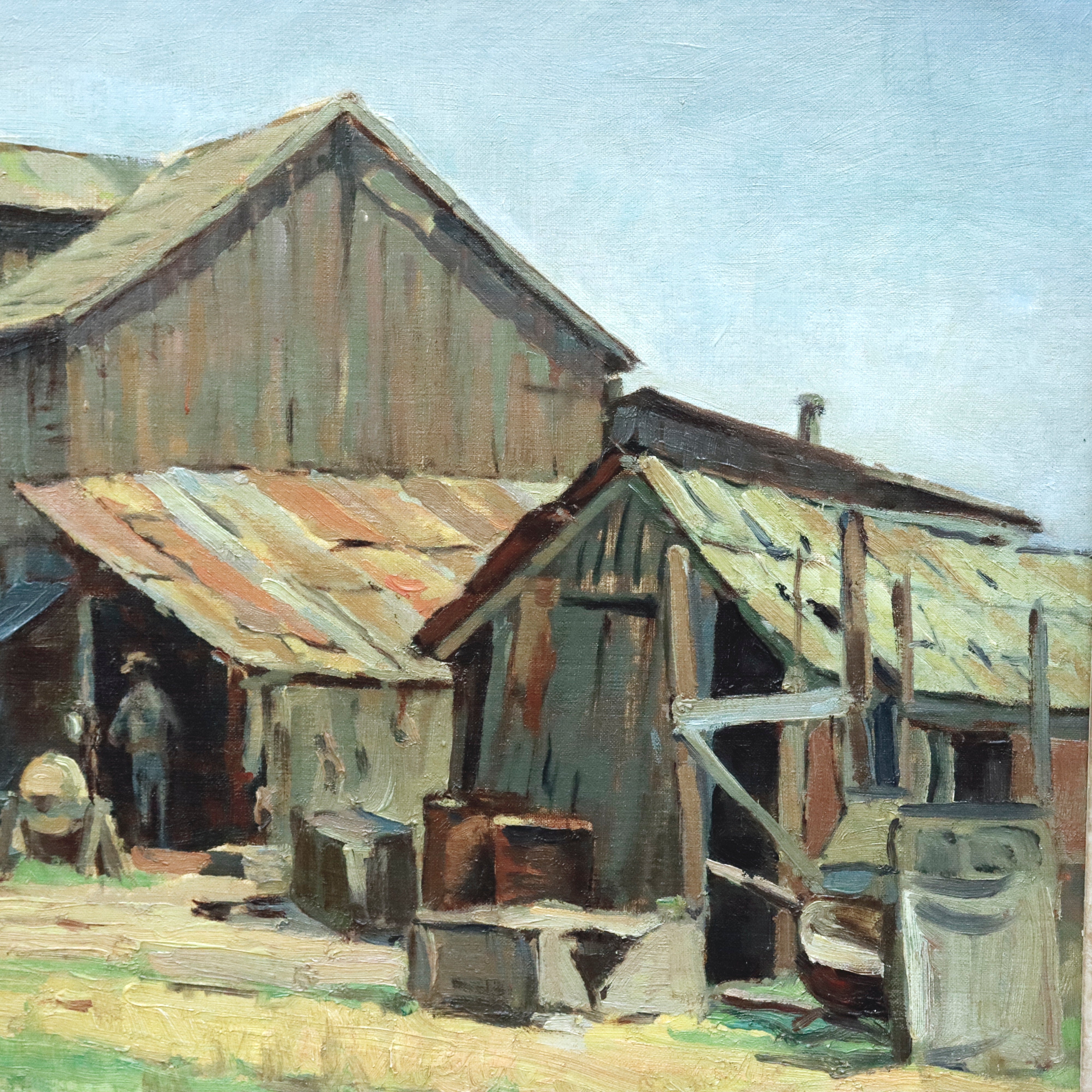 AW964: Fritz Kocher Arnaz Ranch Oil on Canvas Laid to Board Painting Los Angeles Circa 1940