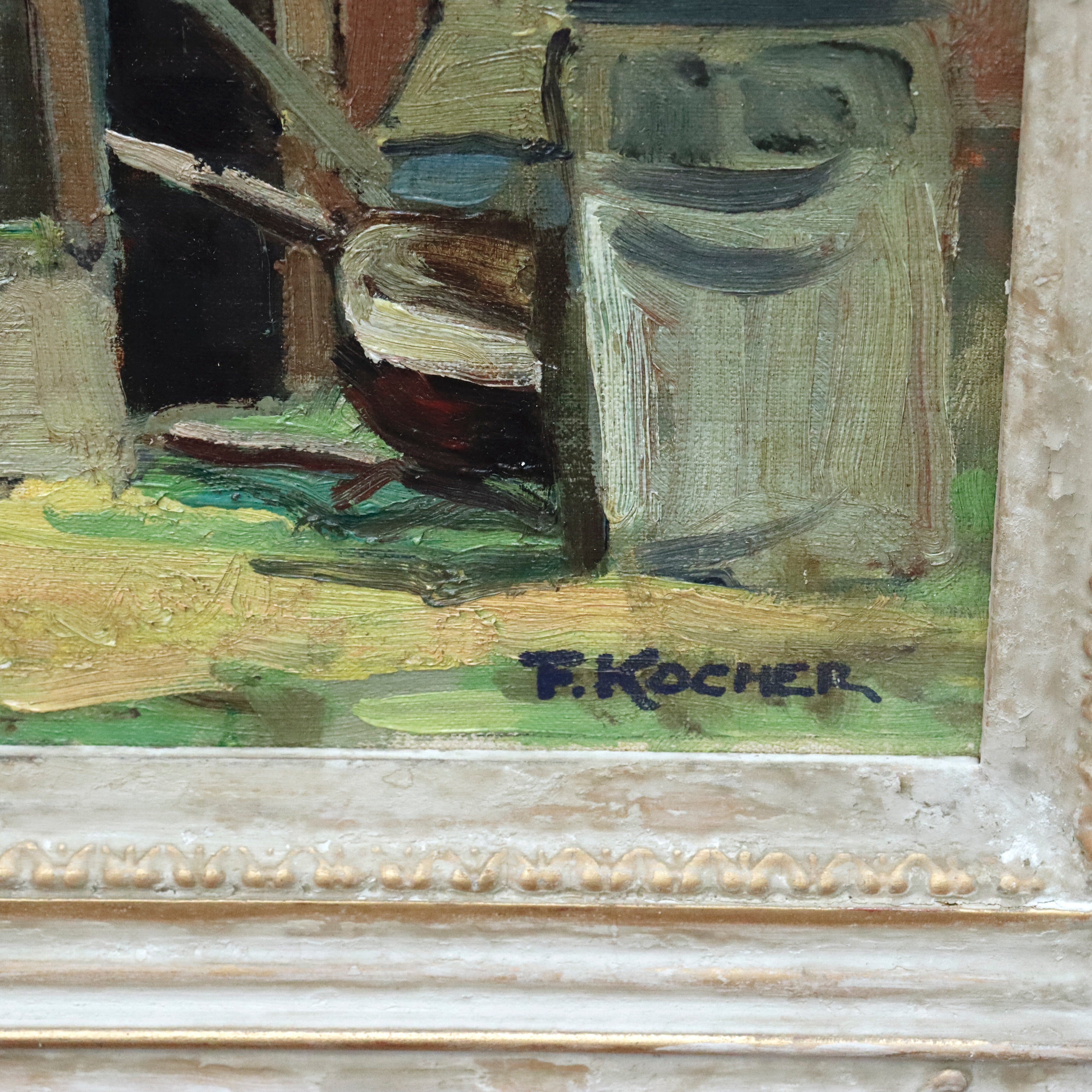 AW964: Fritz Kocher Arnaz Ranch Oil on Canvas Laid to Board Painting Los Angeles Circa 1940