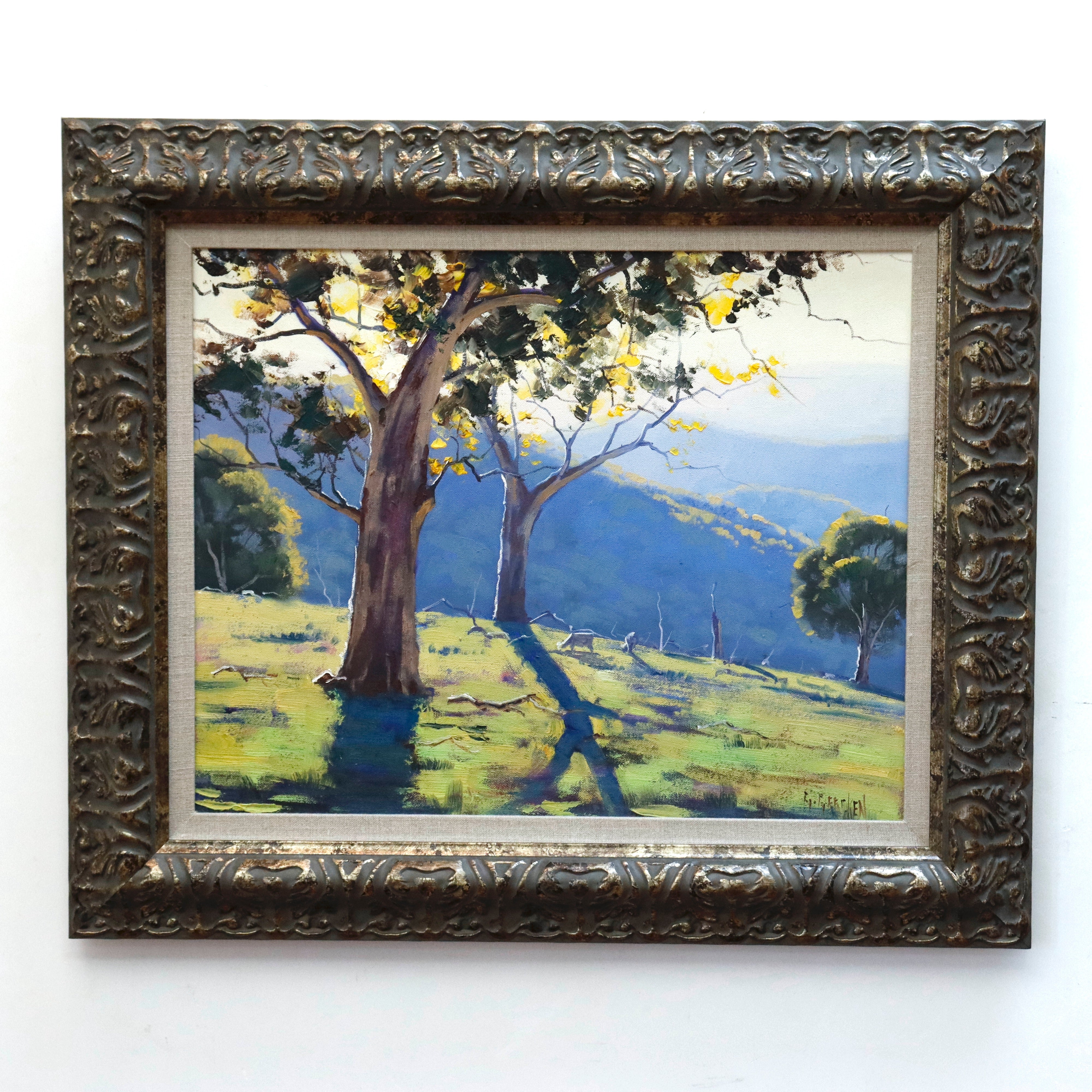 AW965: Graham Gercken Australian Blue Mountains Landscape Turin Hills Oil on Canvas Painting