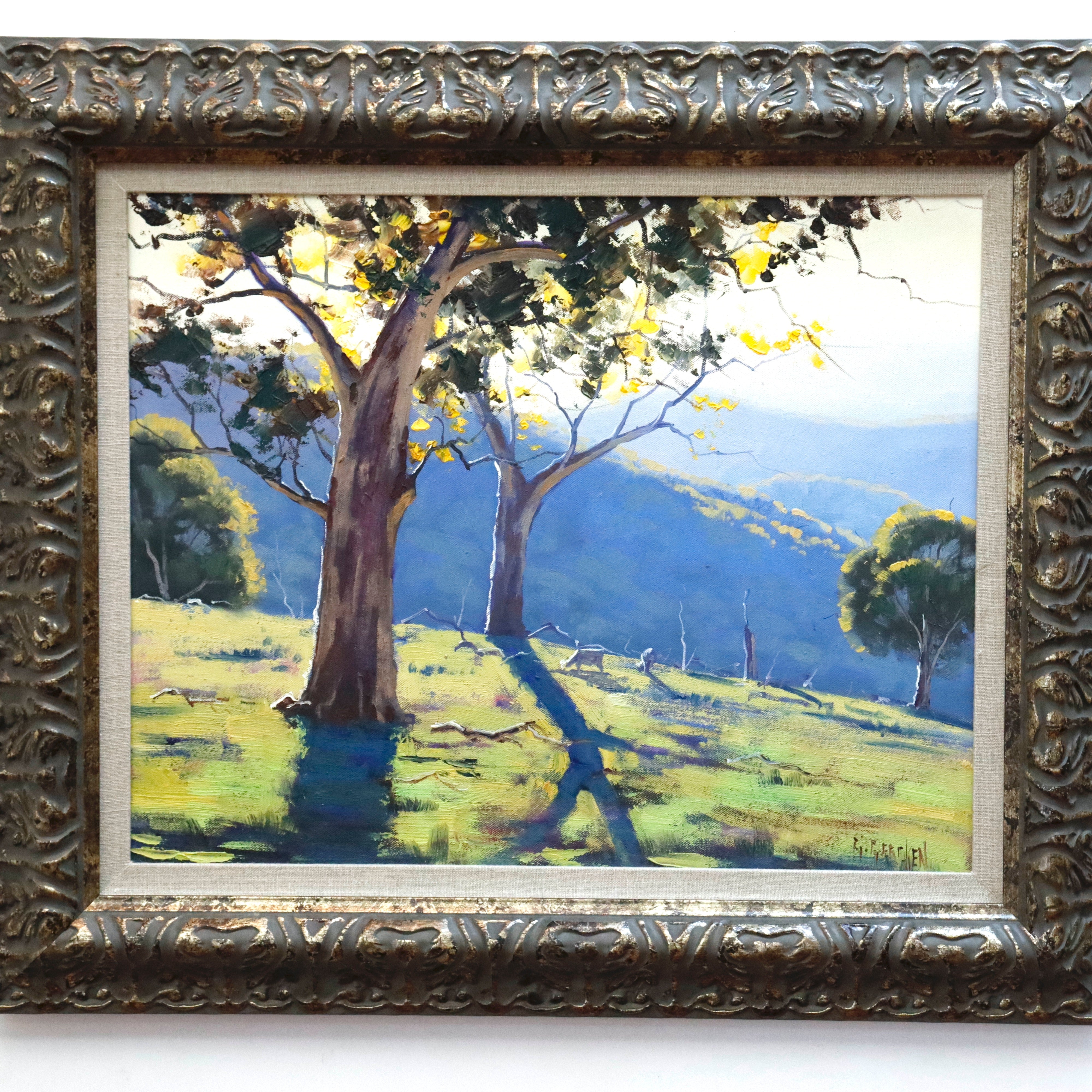 AW965: Graham Gercken Australian Blue Mountains Landscape Turin Hills Oil on Canvas Painting