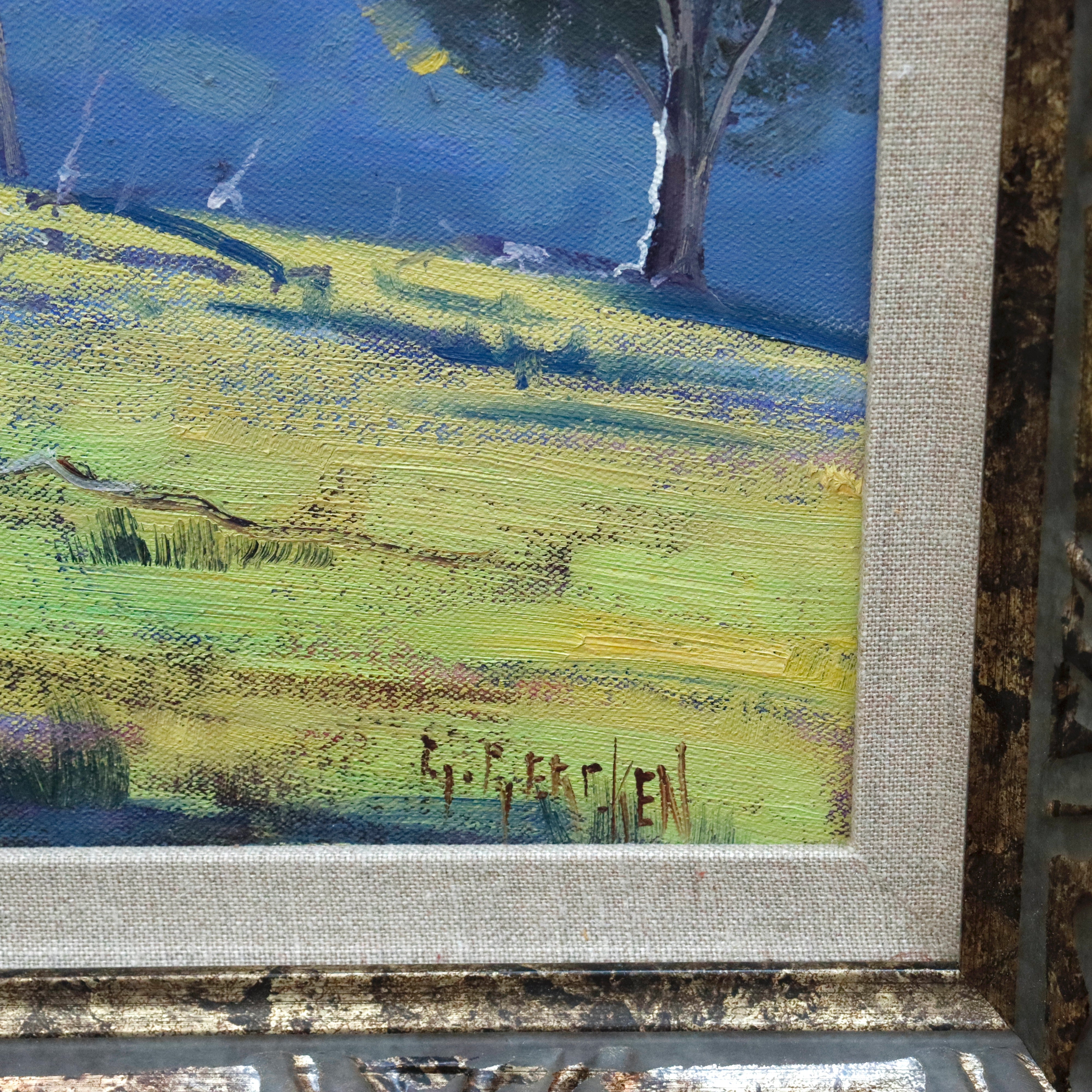 AW965: Graham Gercken Australian Blue Mountains Landscape Turin Hills Oil on Canvas Painting