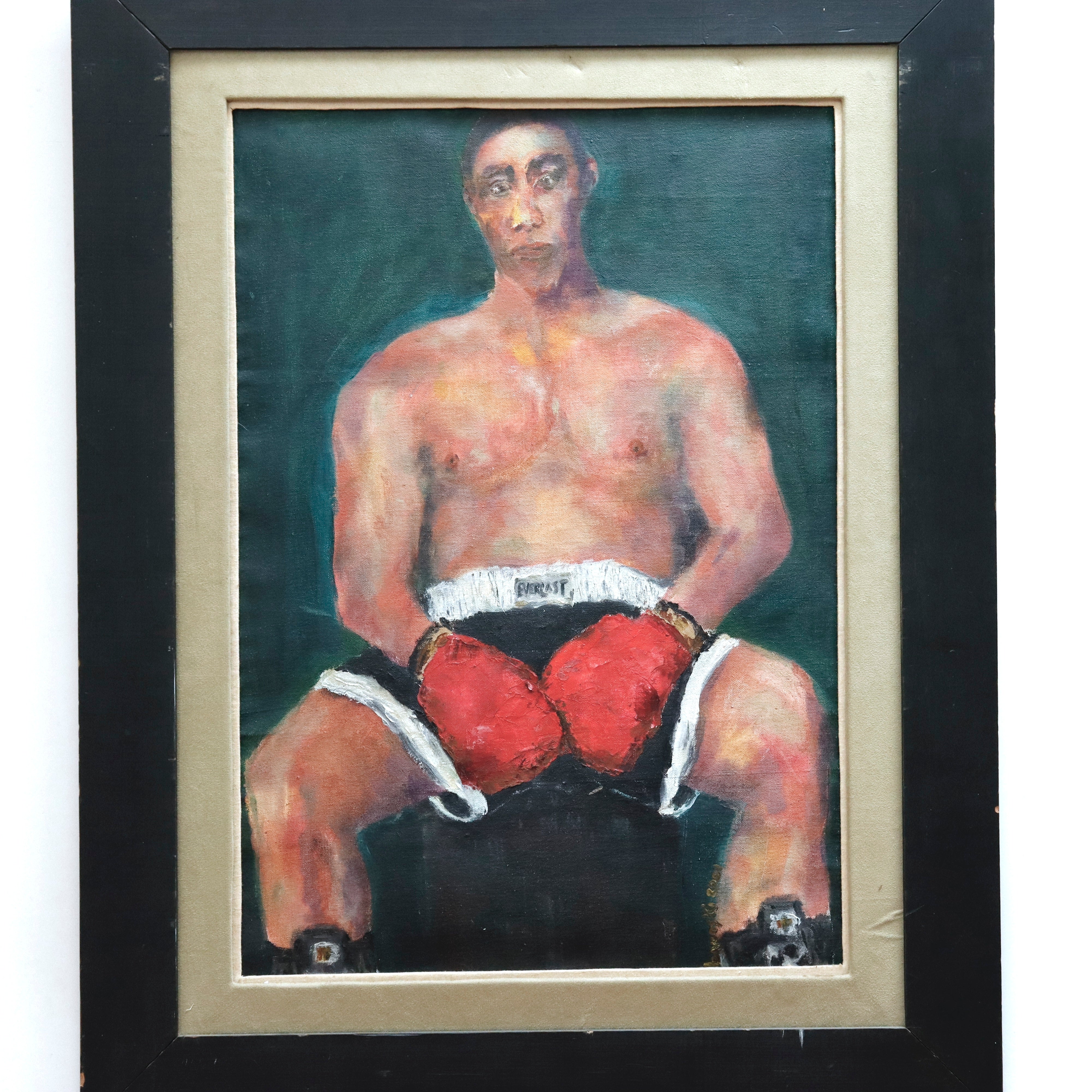 AW969: L. Banaski "The Boxer" Oil on Canvas Painting After Patricia Watwood