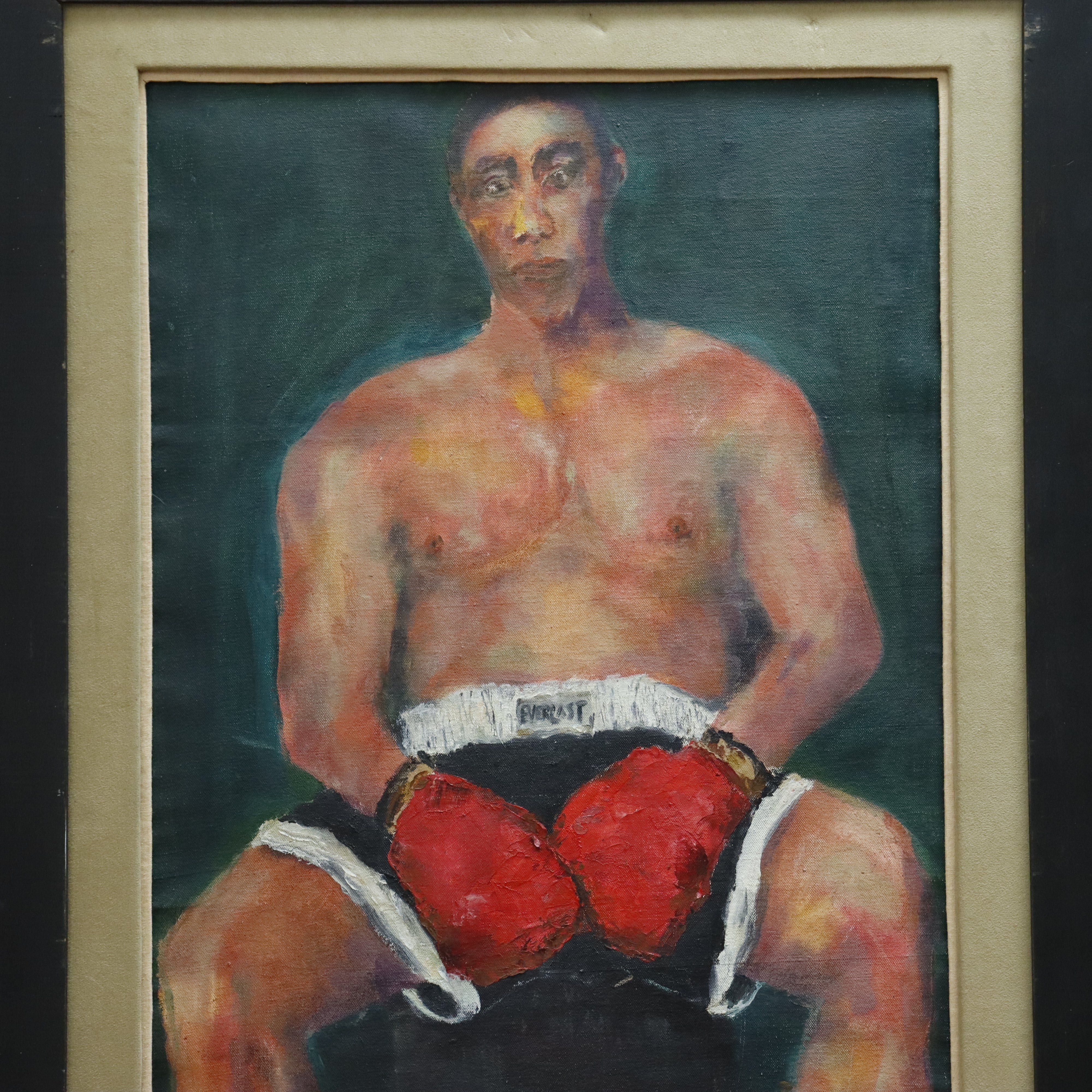 AW969: L. Banaski "The Boxer" Oil on Canvas Painting After Patricia Watwood