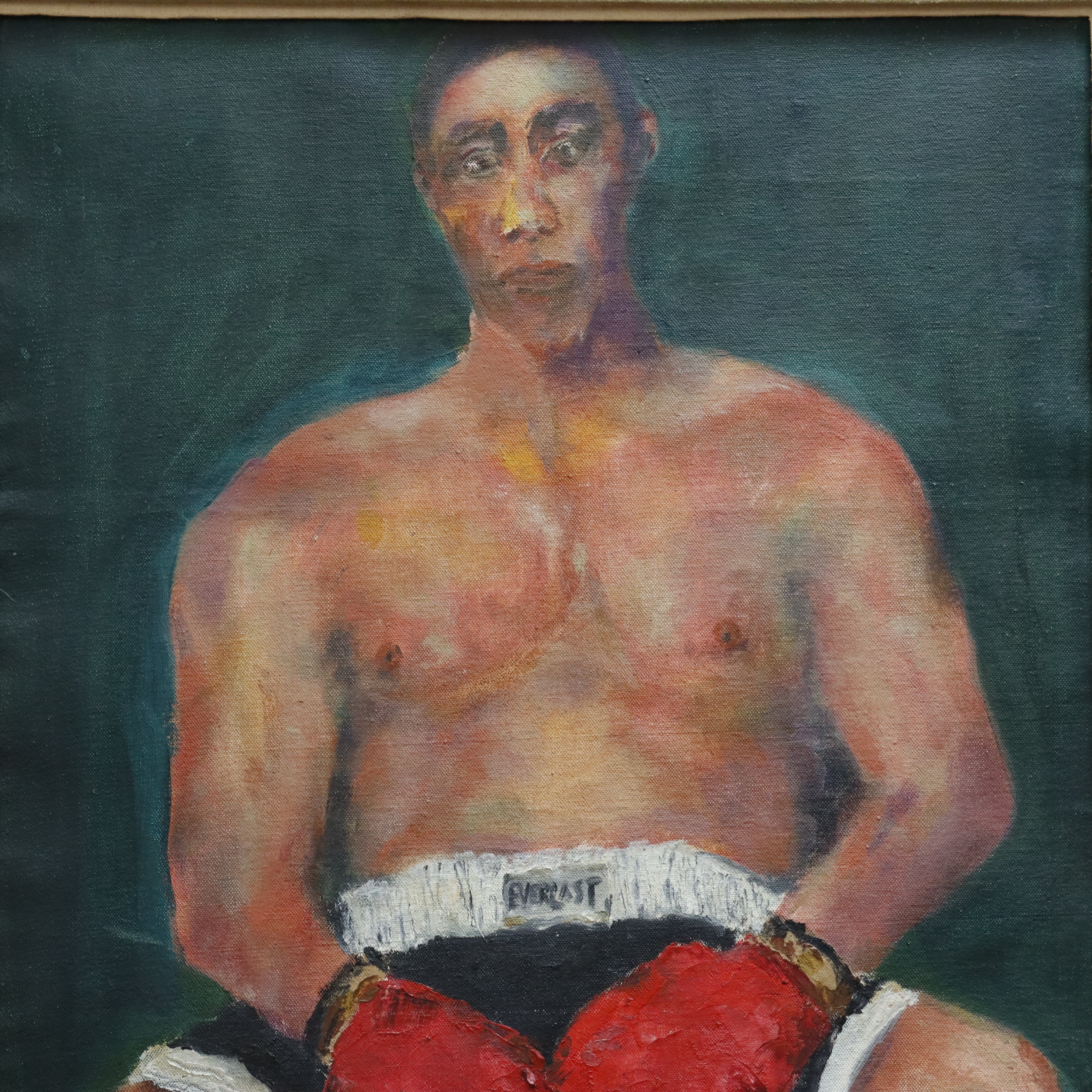 AW969: L. Banaski "The Boxer" Oil on Canvas Painting After Patricia Watwood