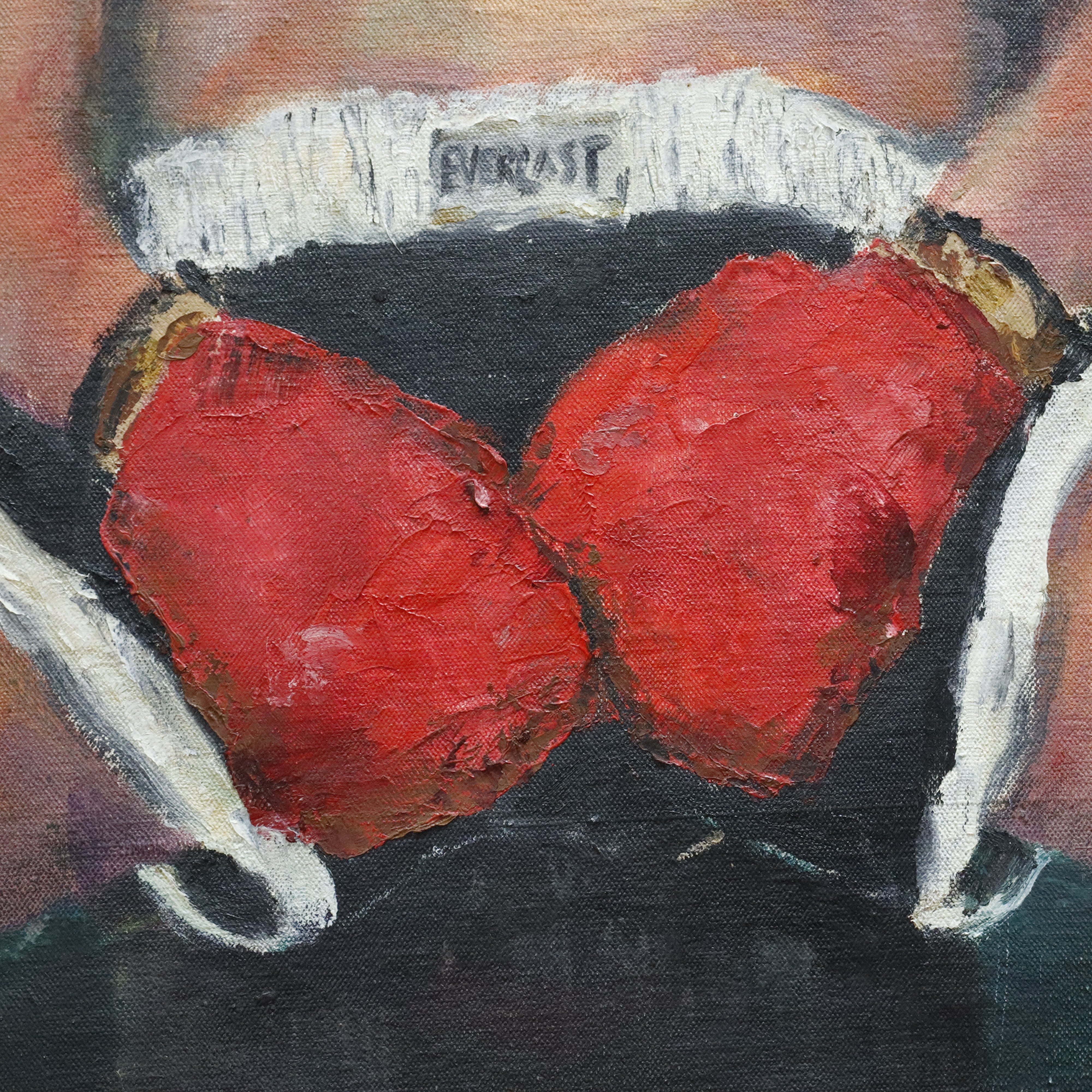 AW969: L. Banaski "The Boxer" Oil on Canvas Painting After Patricia Watwood