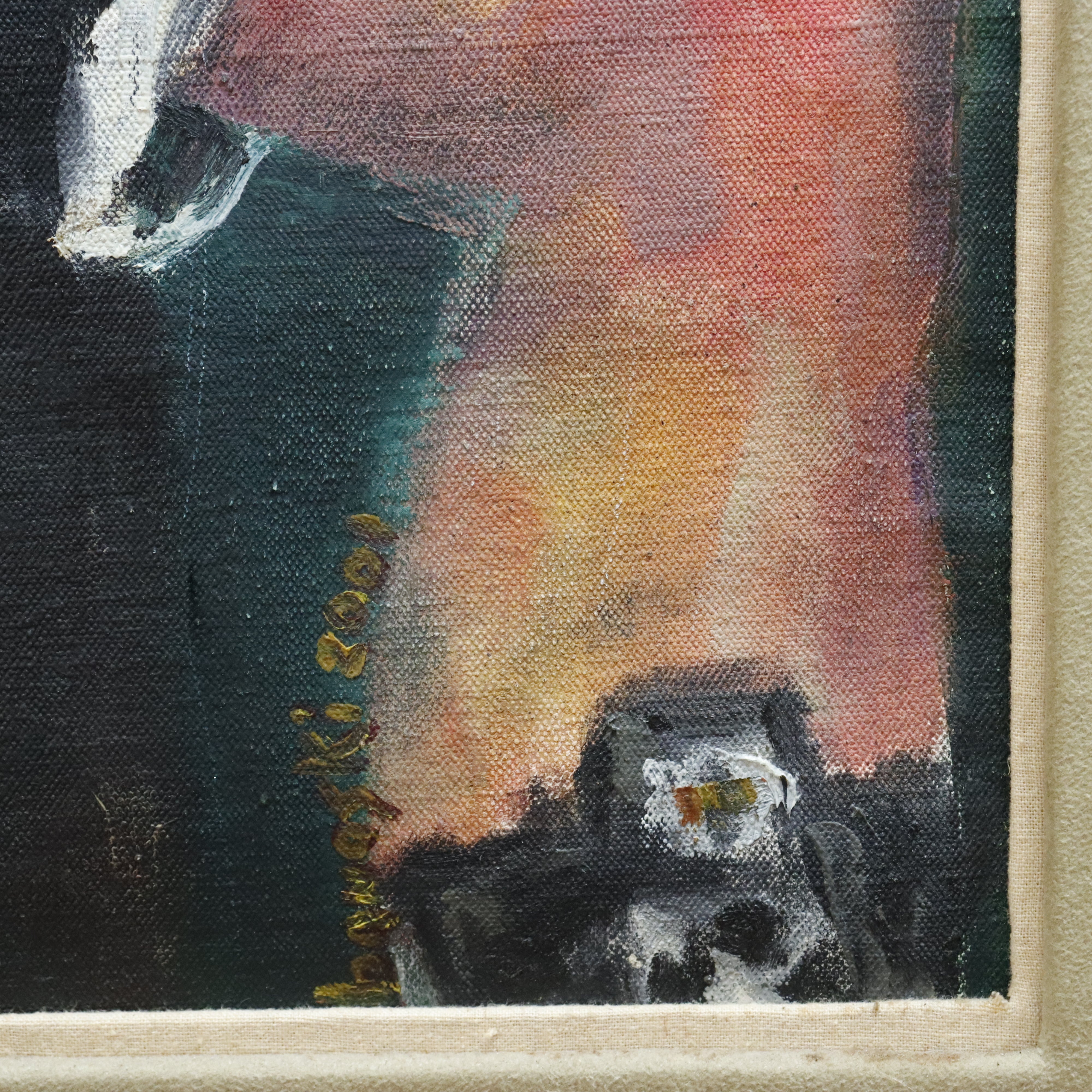 AW969: L. Banaski "The Boxer" Oil on Canvas Painting After Patricia Watwood