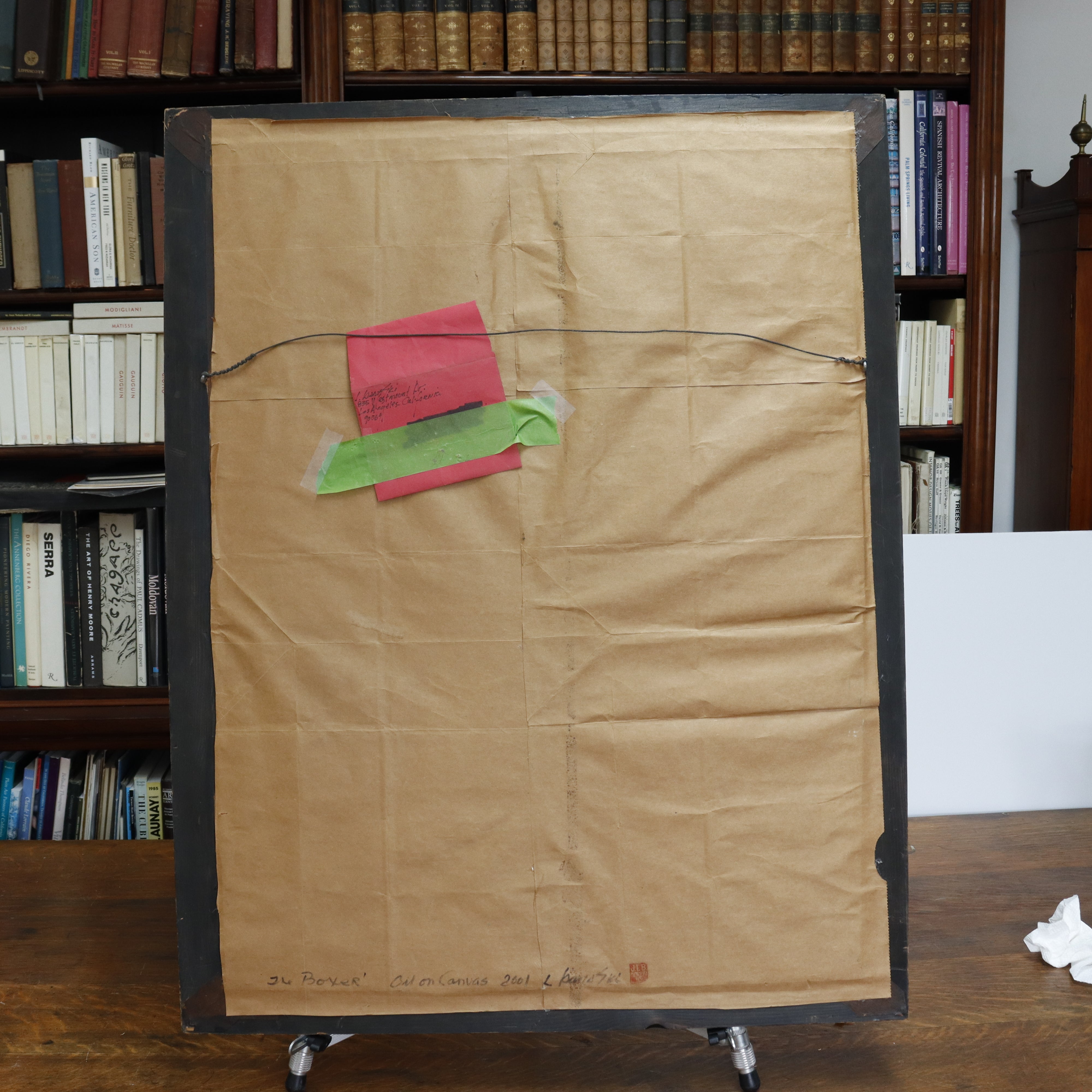 AW969: L. Banaski "The Boxer" Oil on Canvas Painting After Patricia Watwood